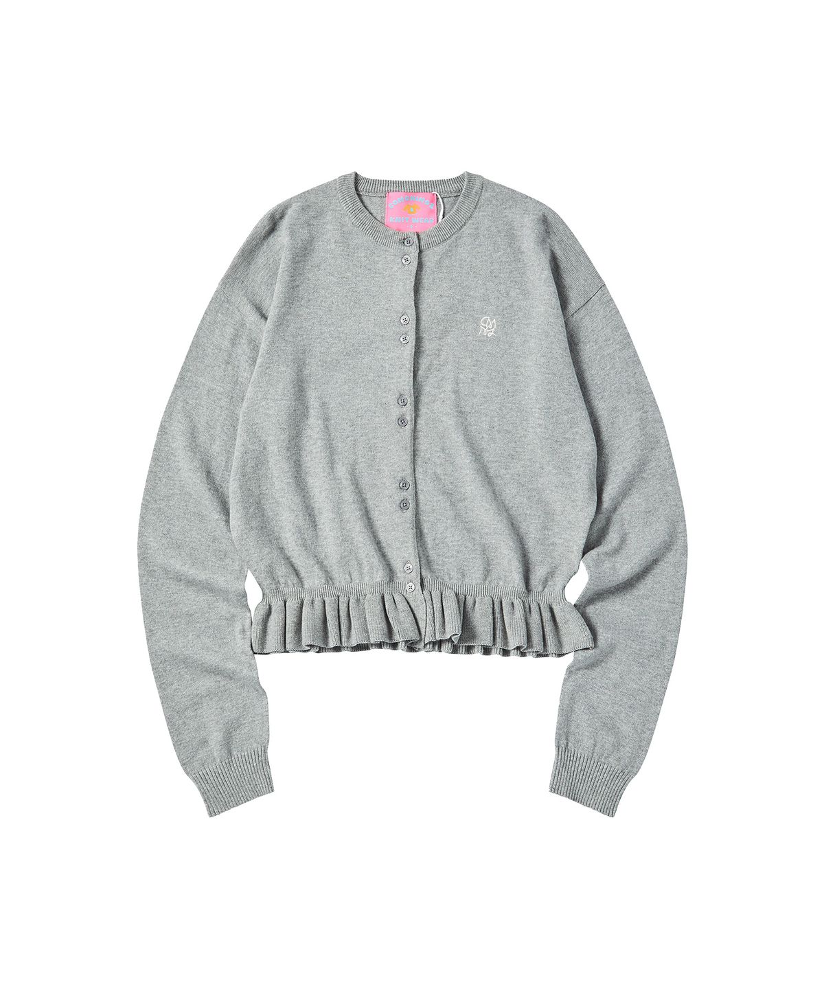 꼬모니노즈(COMONINOZ) W COMO FRILL CARDIGAN [LIGHT GRAY]