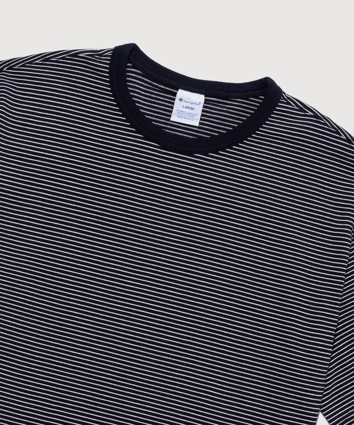 챔피온(CHAMPION) C로고 스트라이프 반팔 티셔츠 Navy