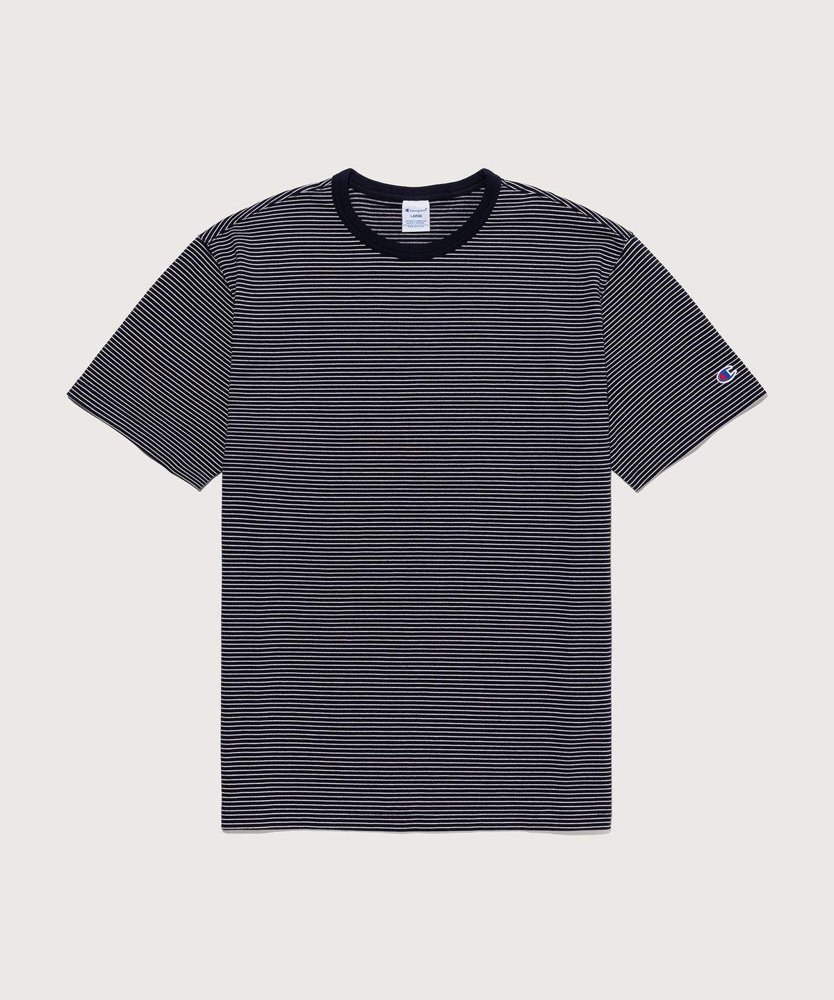 챔피온(CHAMPION) C로고 스트라이프 반팔 티셔츠 Navy