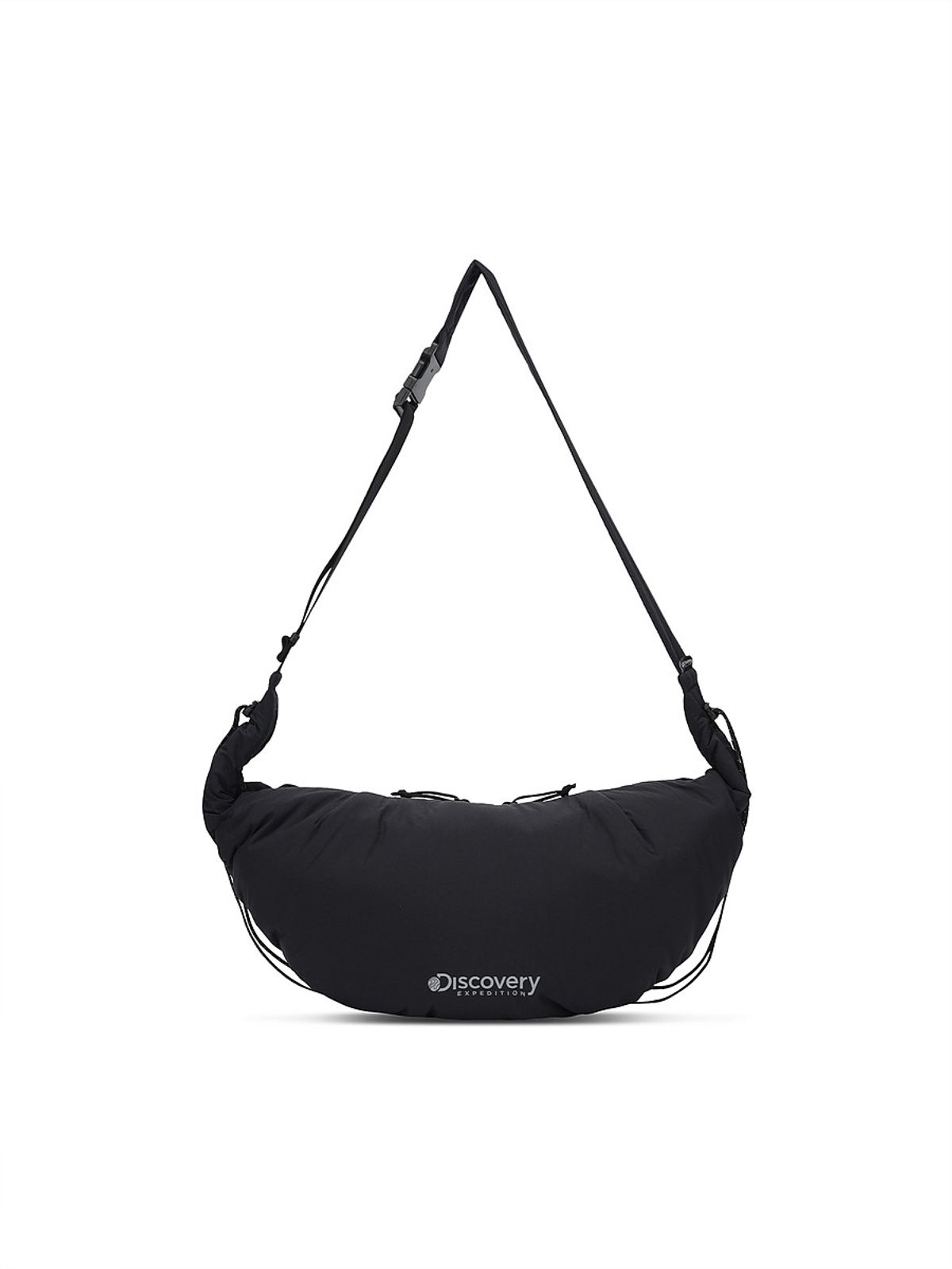 디스커버리 익스페디션(DISCOVERY EXPEDITION) 커브 패디드 드로스트링 퍼커링 백 L (BLACK)