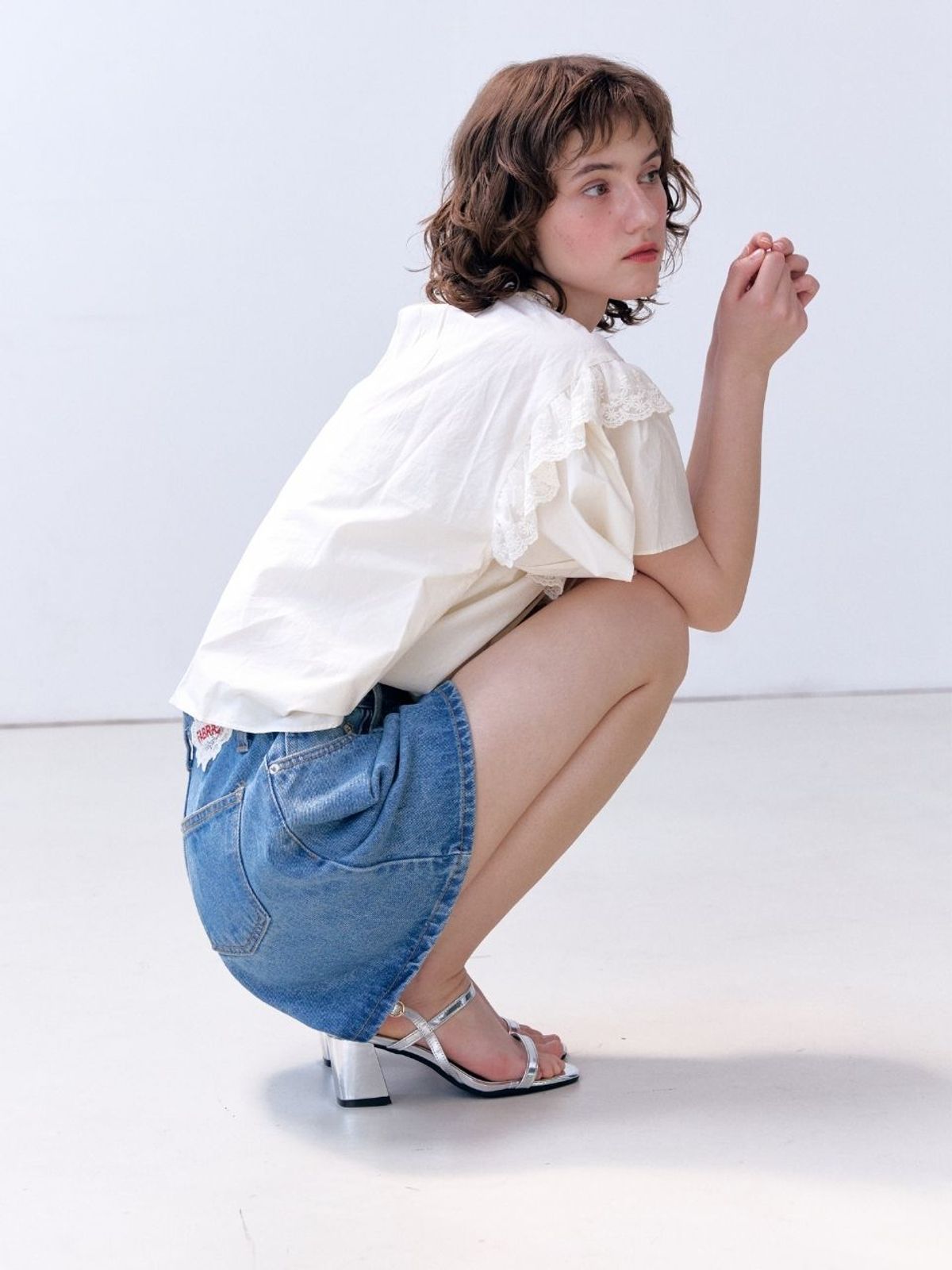 패브릭서울(FABRICSEOUL) pintuck denim A-line shorts_dark blue