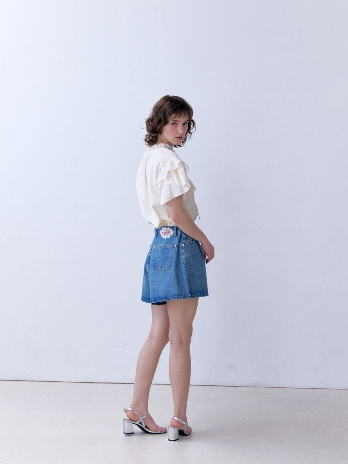 패브릭서울(FABRICSEOUL) pintuck denim A-line shorts_dark blue