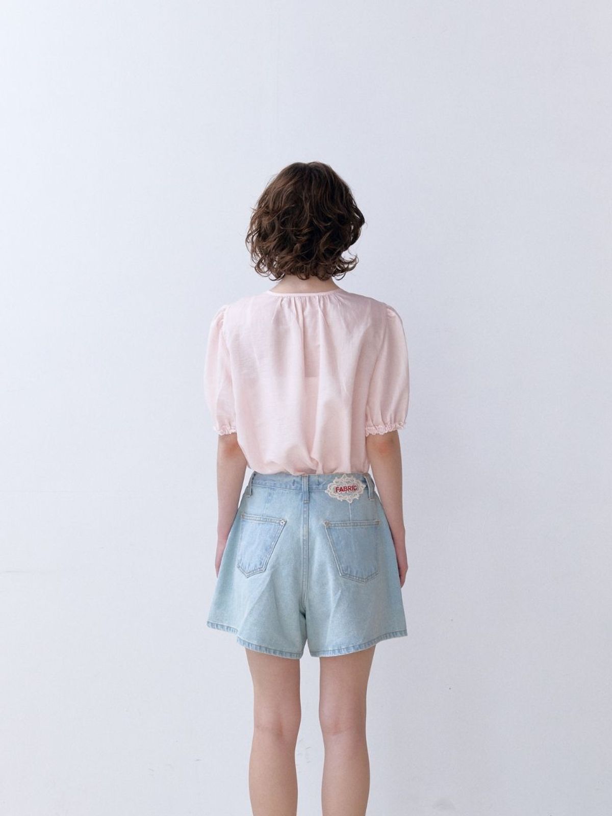 패브릭서울(FABRICSEOUL) pintuck denim A-line shorts_light blue
