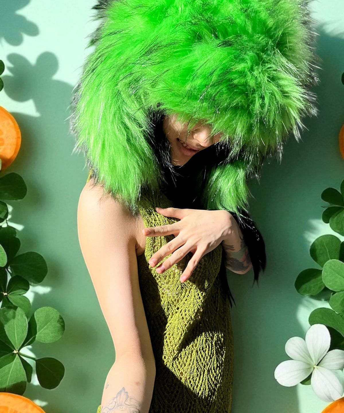 본슬리피(BORN SLIPPY) Crochet Knit Dress (Green)