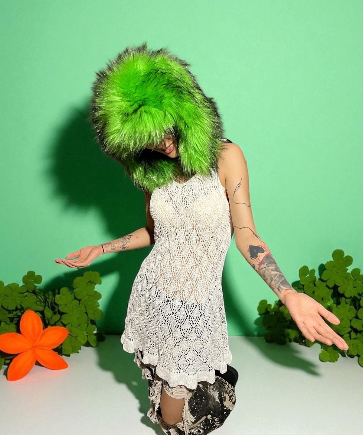 본슬리피(BORN SLIPPY) Crochet Knit Dress (Ivory)