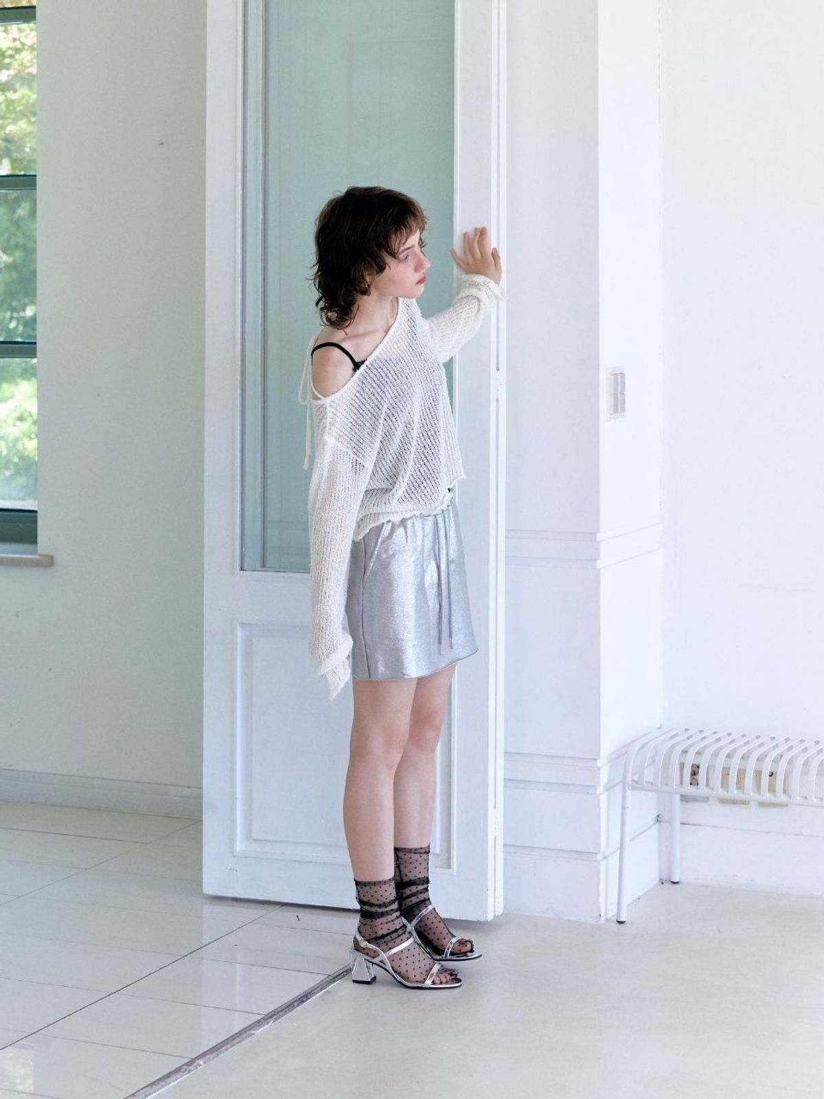 패브릭서울(FABRICSEOUL) metallic banding mini skirt