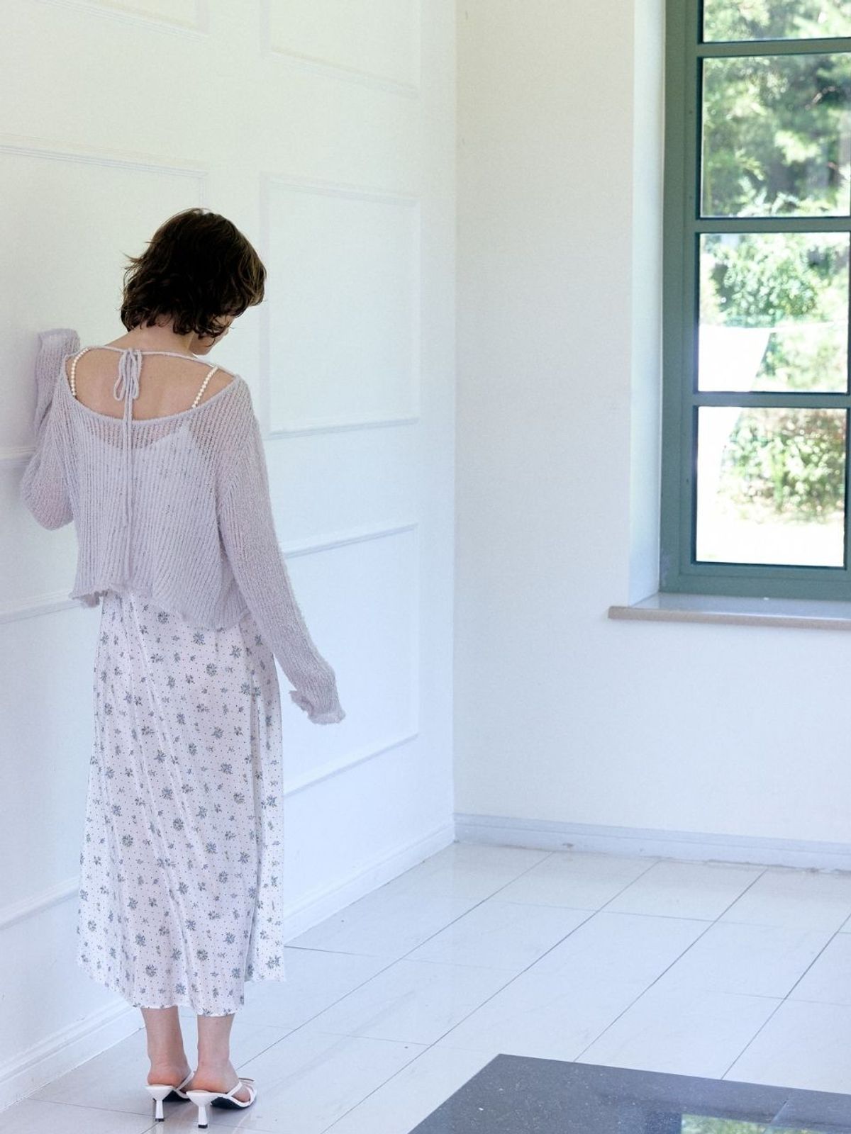 패브릭서울(FABRICSEOUL) pearl strap flower slip dress