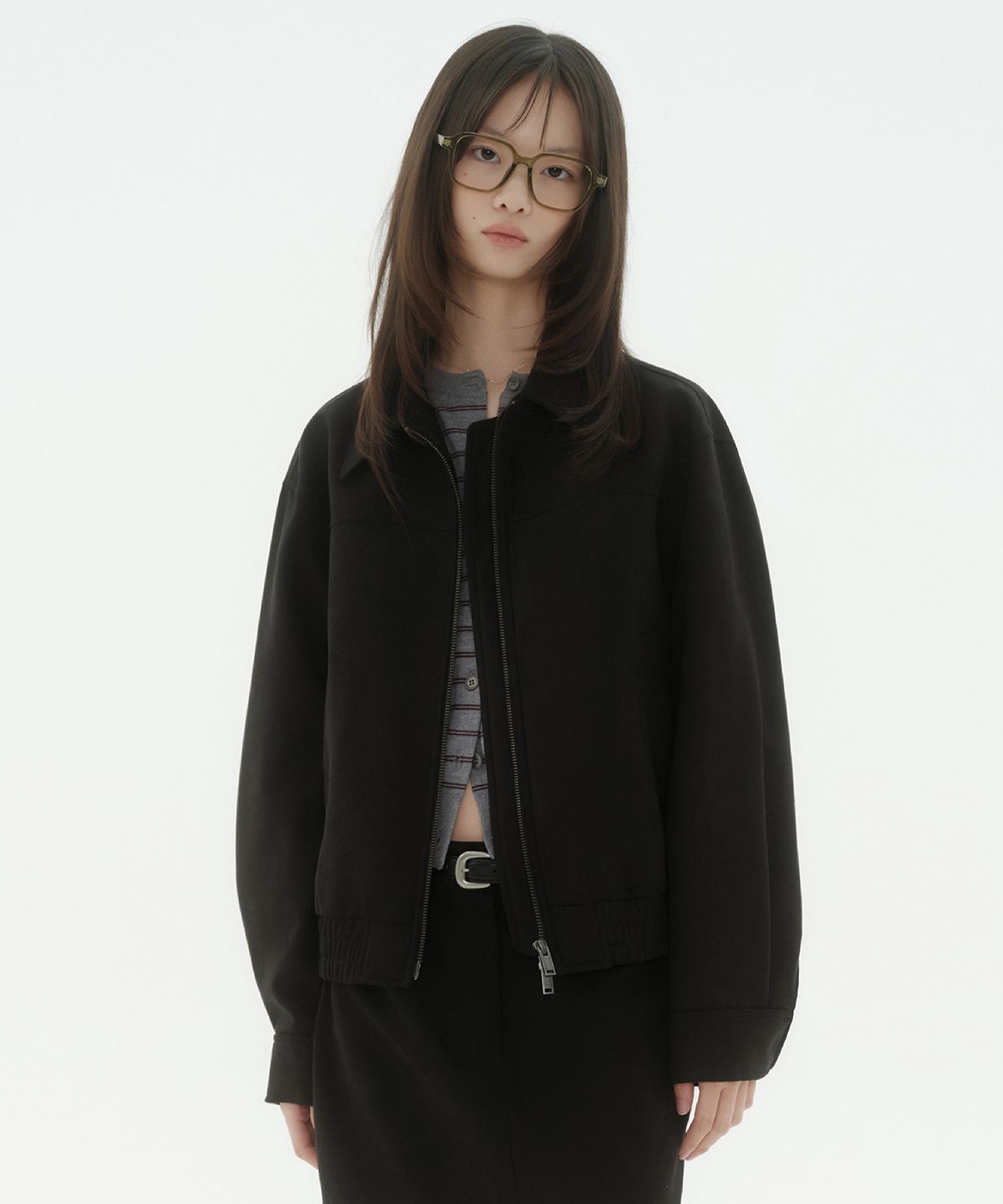 무신사 스탠다드 우먼(MUSINSA STANDARD WOMAN) 우먼즈 신세틱 스웨이드 블루종 재킷 [블랙]