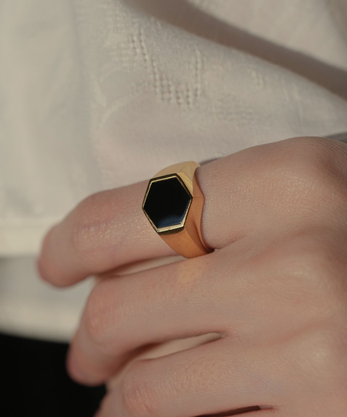 노비스도쿄(NOVICE TOKYO) 헥사곤 스톤 모티프 링 Hexagon Stone Motif Ring［Silver925］ / Gold