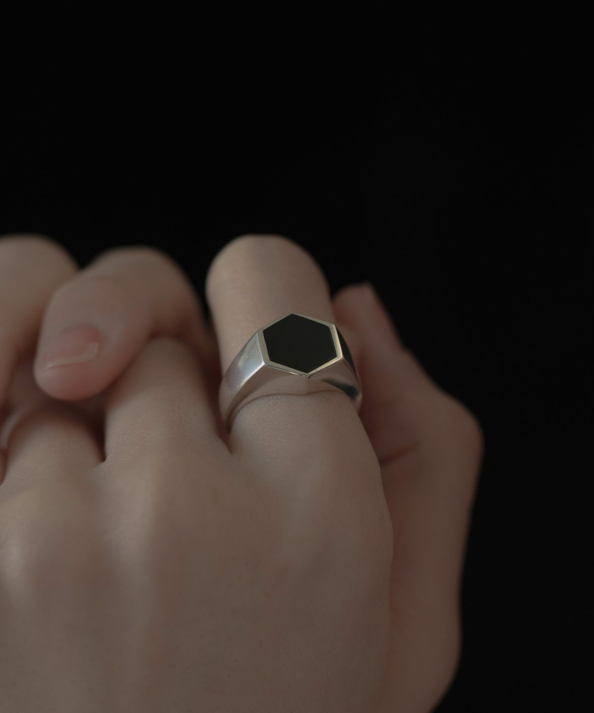 노비스도쿄(NOVICE TOKYO) 헥사곤 스톤 모티프 링 Hexagon Stone Motif Ring［Silver925］ / Silver