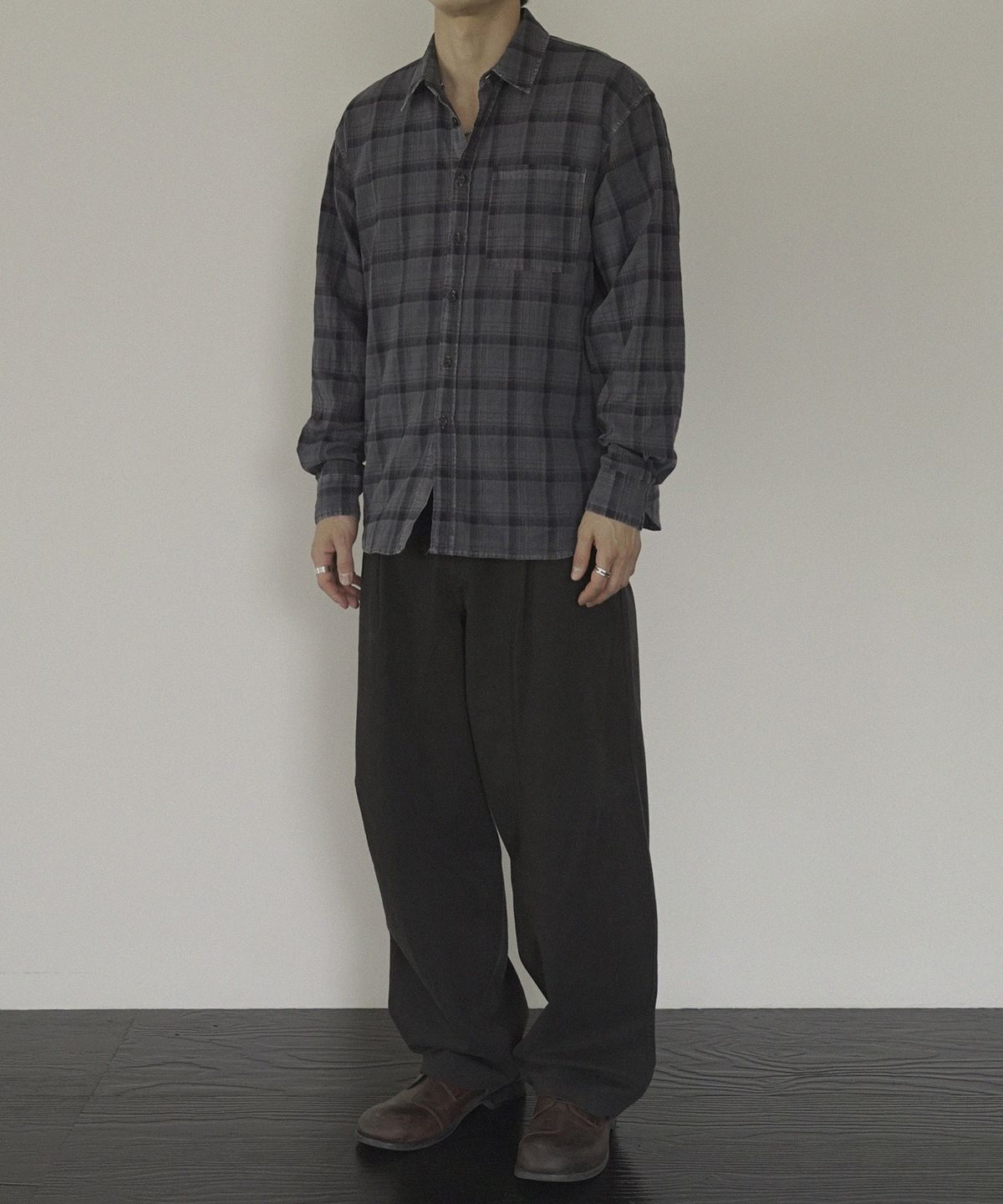 시도(SIIIIDO) THOMPSON GARMENT DYED DOWN CHECK SHIRT #1