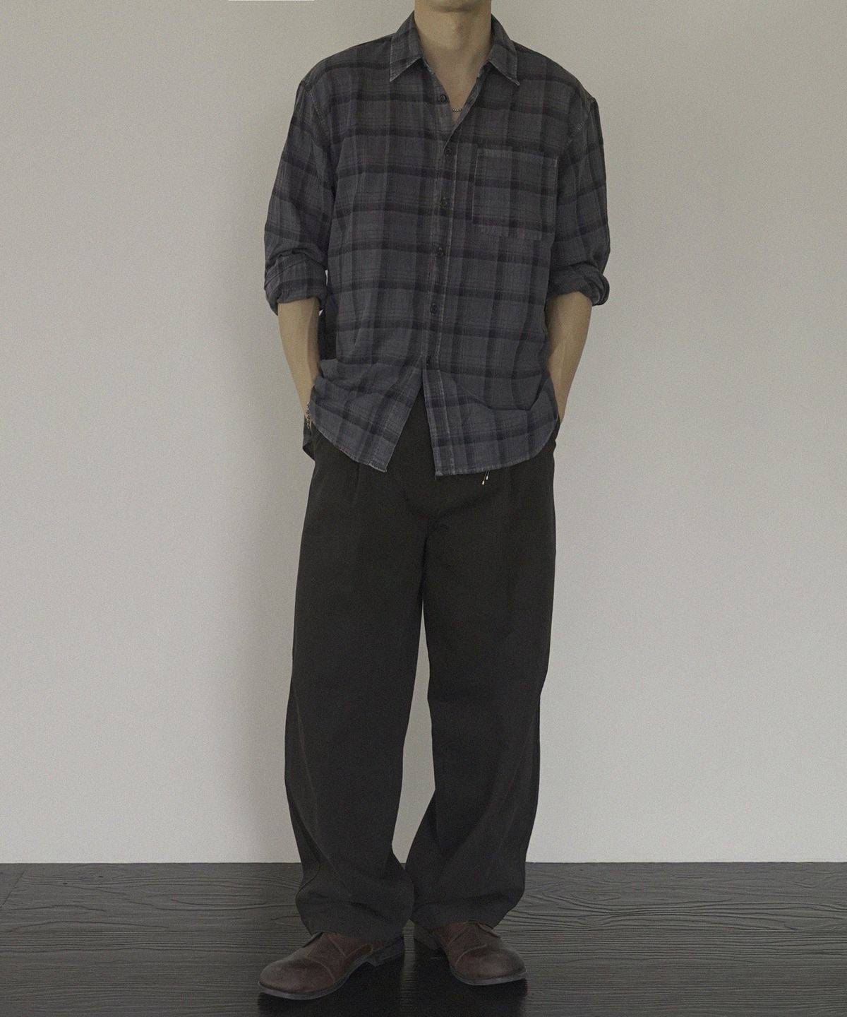 시도(SIIIIDO) THOMPSON GARMENT DYED DOWN CHECK SHIRT #1