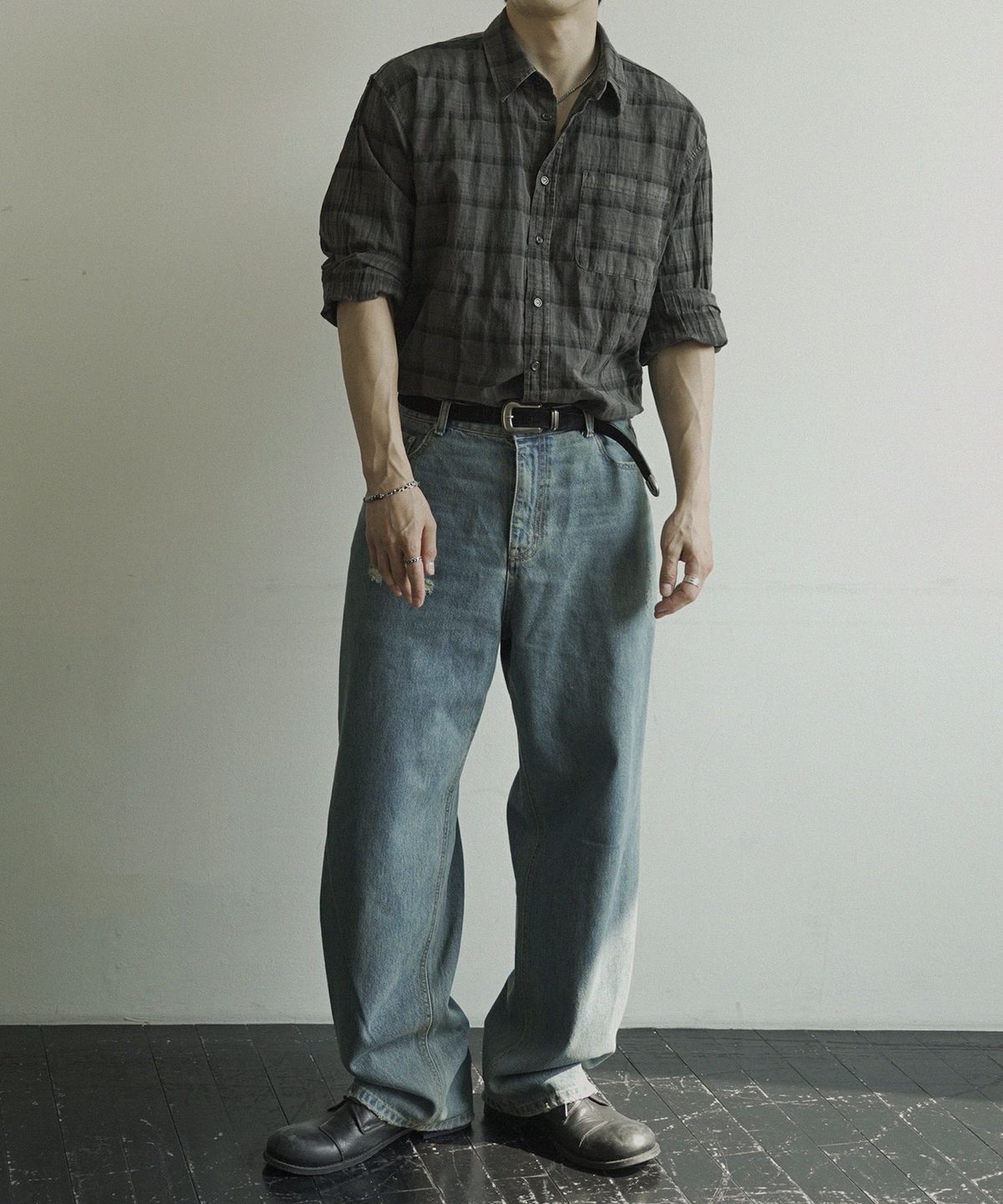 시도(SIIIIDO) THOMPSON GARMENT DYED DOWN CHECK SHIRT #2