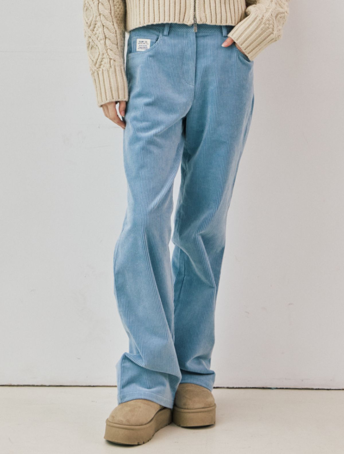 클루니(CLUNY) 8-Wale Straight Corduroy Pants - sora