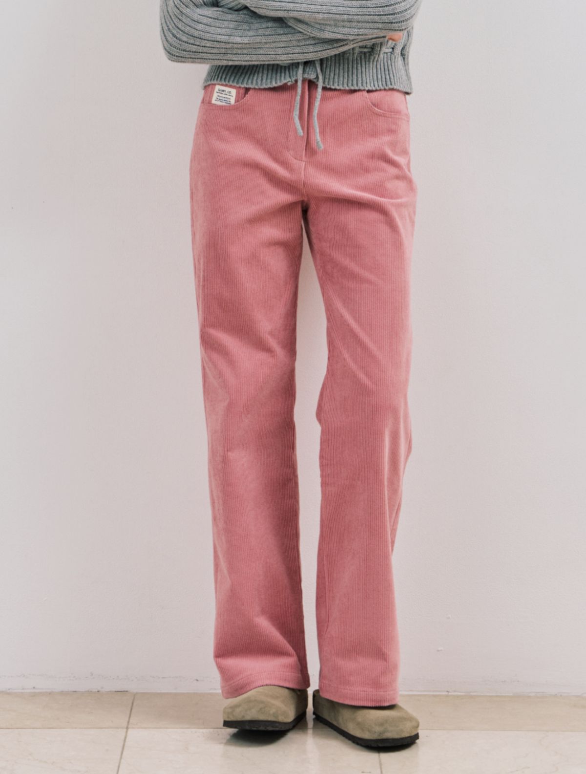 클루니(CLUNY) 8-Wale Straight Corduroy Pants - pink
