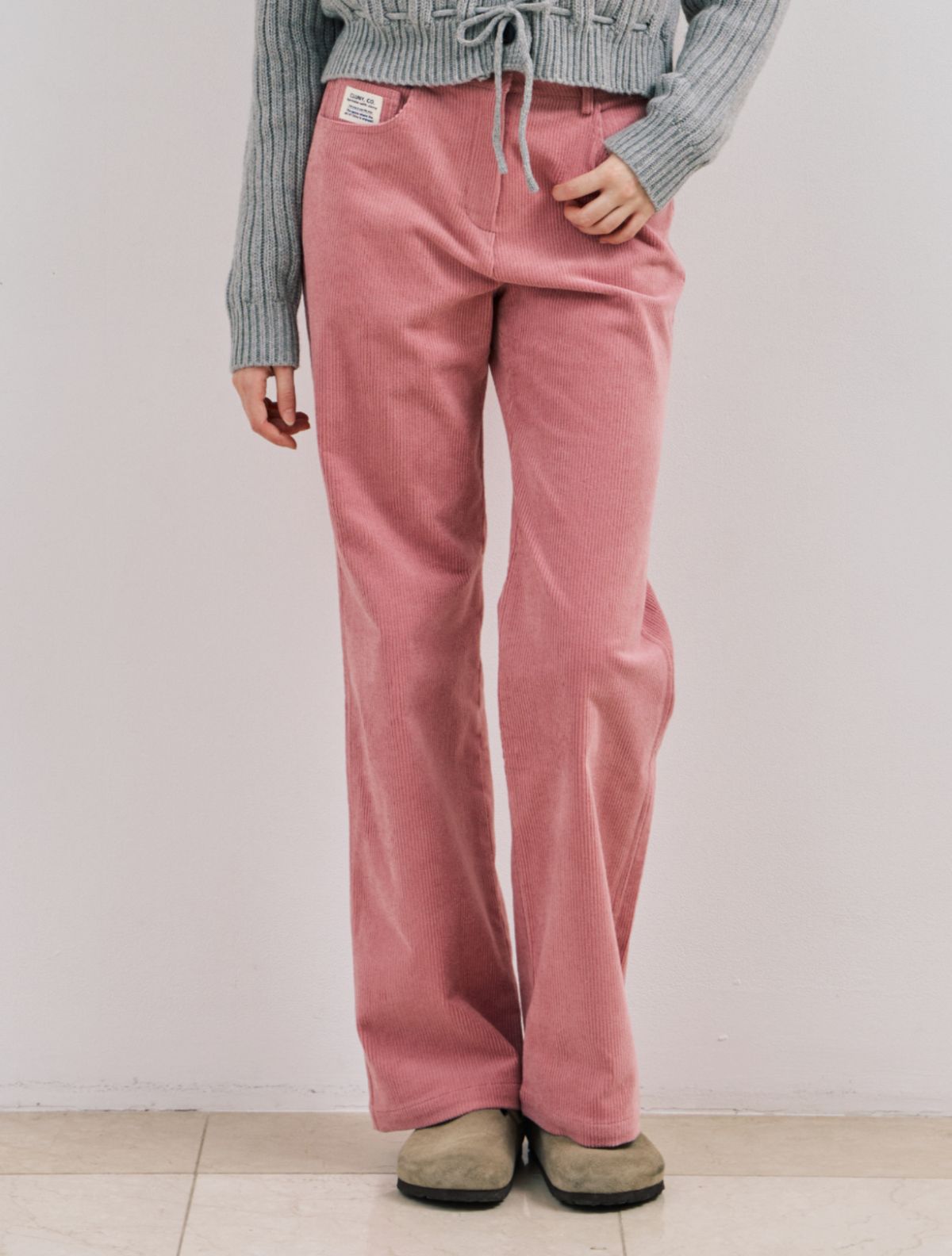 클루니(CLUNY) 8-Wale Straight Corduroy Pants - pink