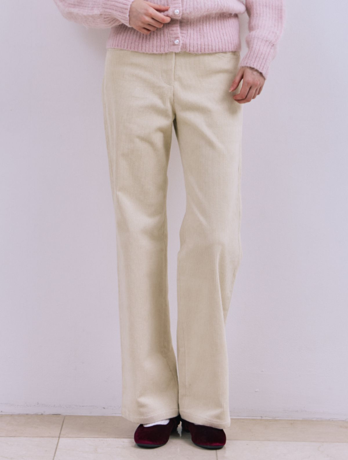 클루니(CLUNY) 8-Wale Straight Corduroy Pants - pink