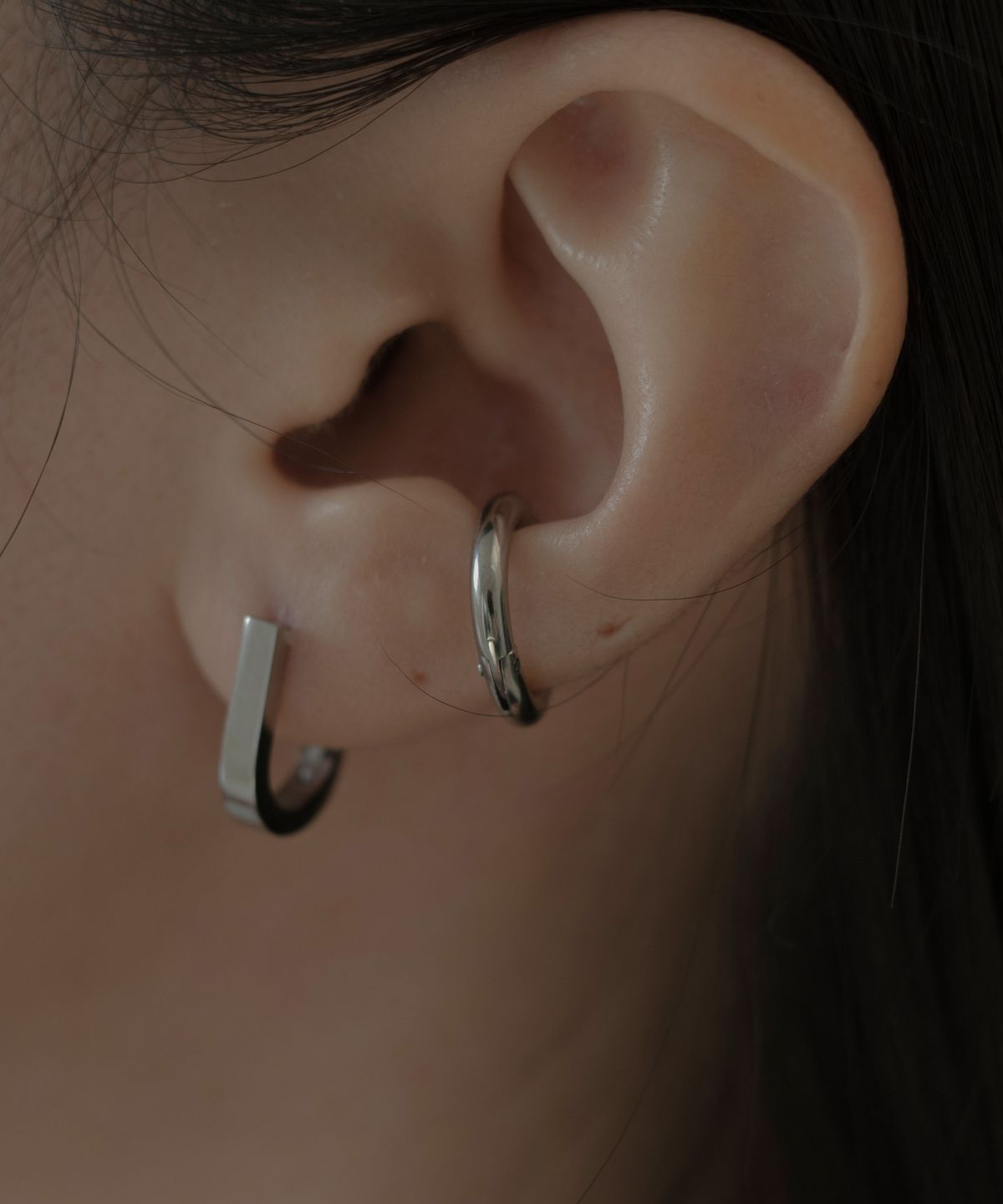 노비스도쿄(NOVICE TOKYO) 오픈 후프 이어 커프 Open Hoop Ear Cuff［Stainless］ / Silver