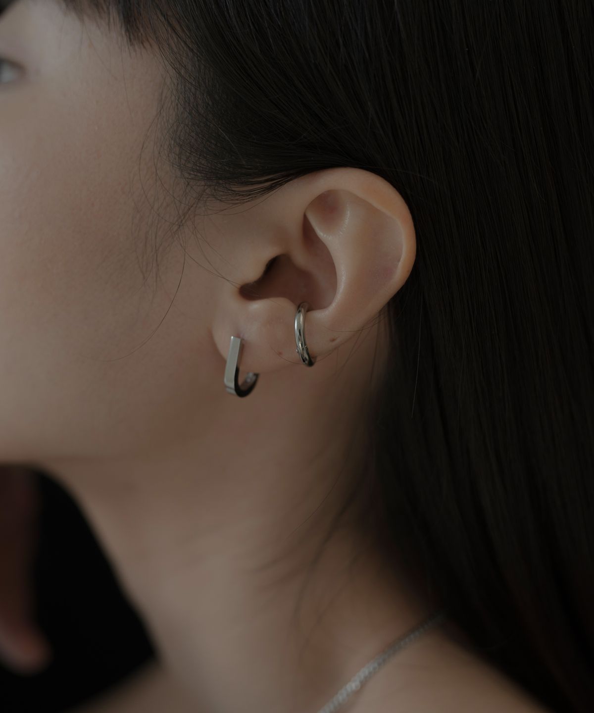 노비스도쿄(NOVICE TOKYO) 오픈 후프 이어 커프 Open Hoop Ear Cuff［Stainless］ / Silver
