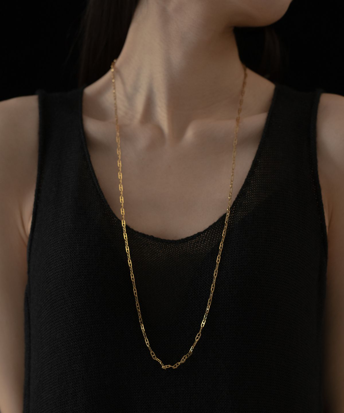 노비스도쿄(NOVICE TOKYO) 오벌 체인 롱 목걸이 Oval Chain Long Necklace［Stainless］ / Gold