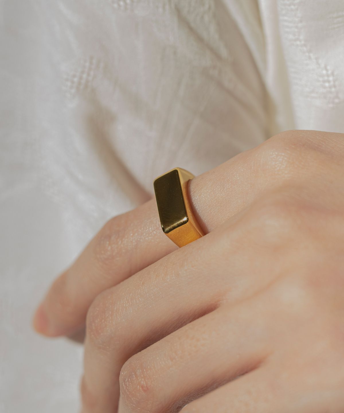 노비스도쿄(NOVICE TOKYO) 사각 인장 반지 Rectangle Signet Ring [Stainless] / Gold