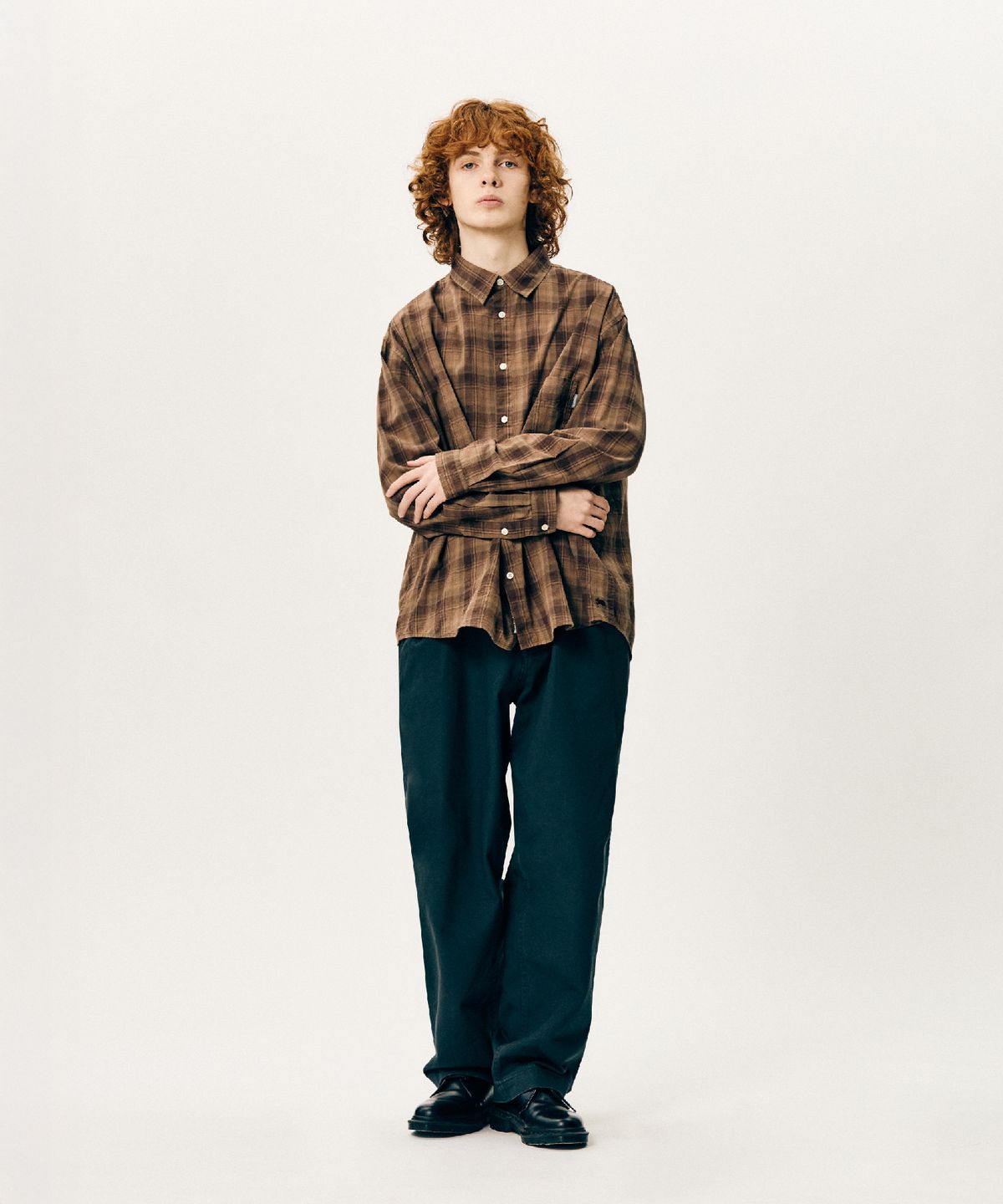 에스피오나지(ESPIONAGE) Vintage Plaid Comfy Shirt Mocha