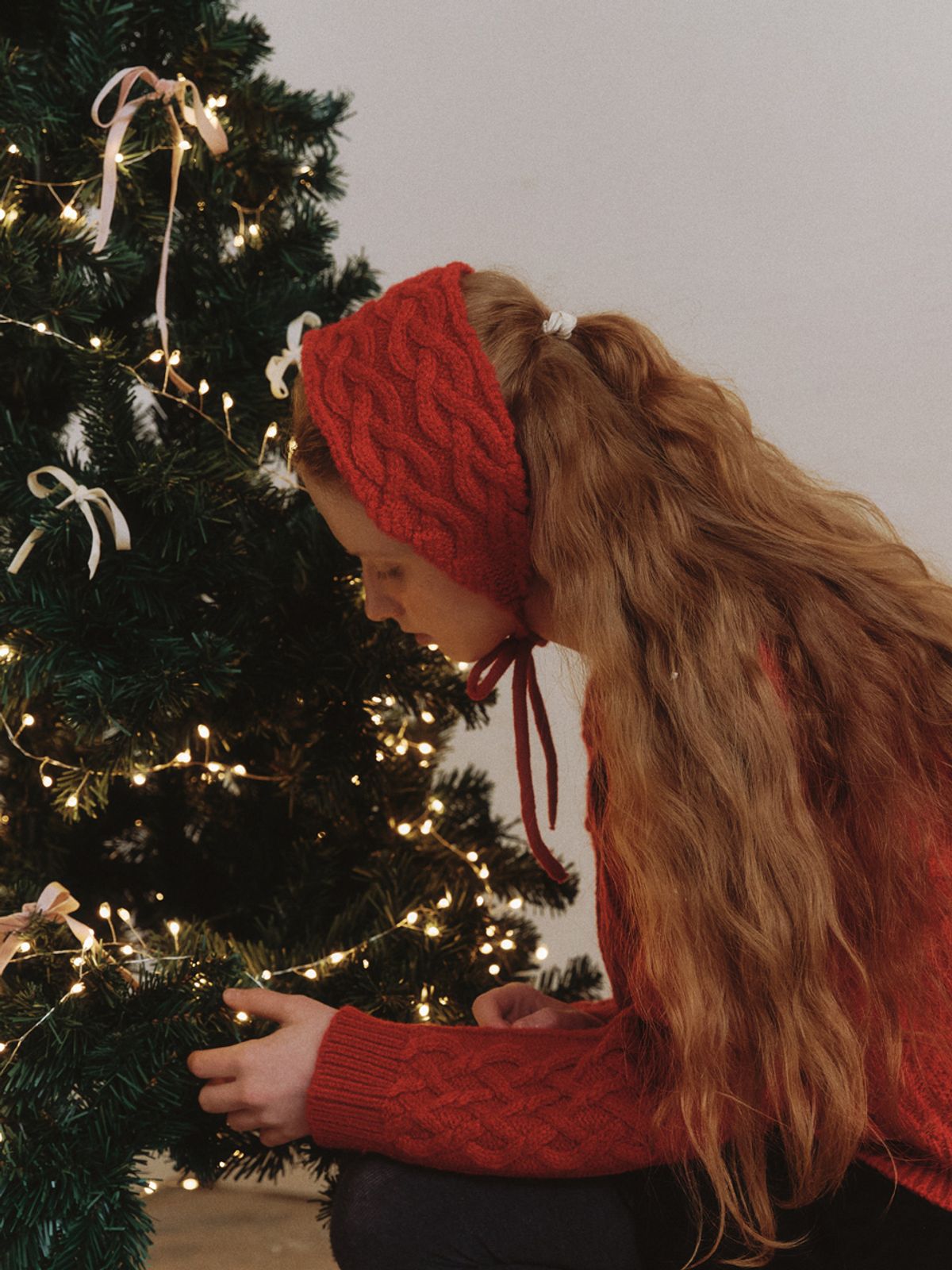 클루니(CLUNY) Knitted Cable Hair Band - red