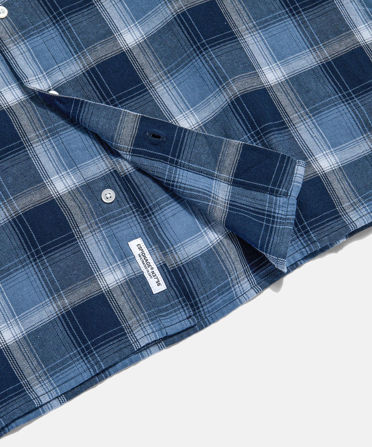 에스피오나지(ESPIONAGE) Multi Plaid 2Pocket Shirt Navy