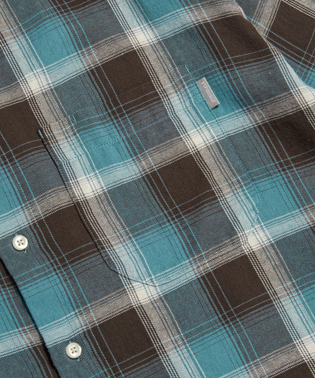 에스피오나지(ESPIONAGE) Multi Plaid 2Pocket Shirt Blue