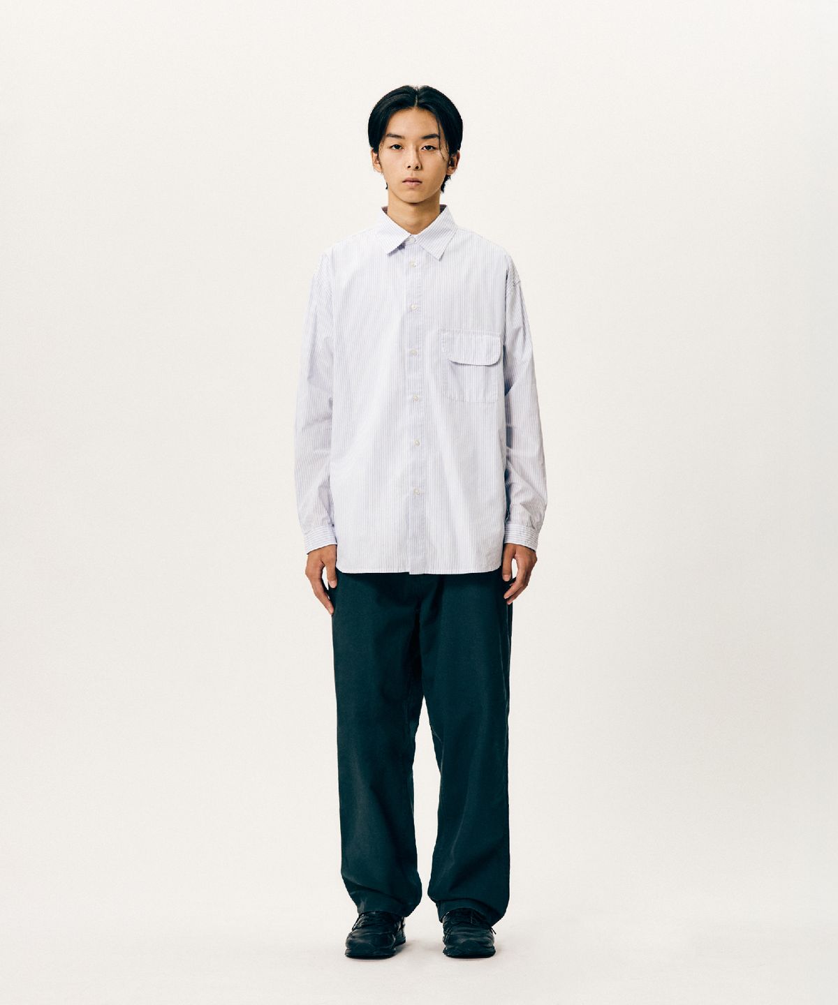 에스피오나지(ESPIONAGE) Vintage Stripe Flap Pocket Shirt White