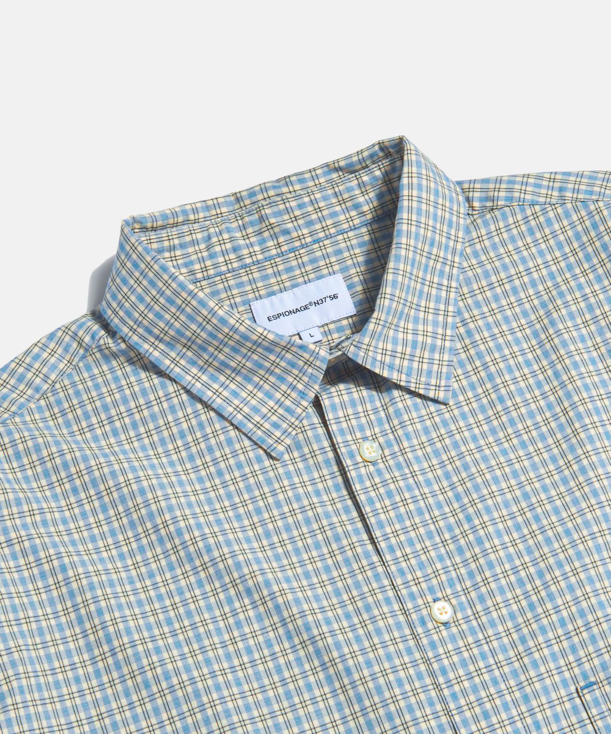 에스피오나지(ESPIONAGE) Grandpa Check Comfy Shirt Blue