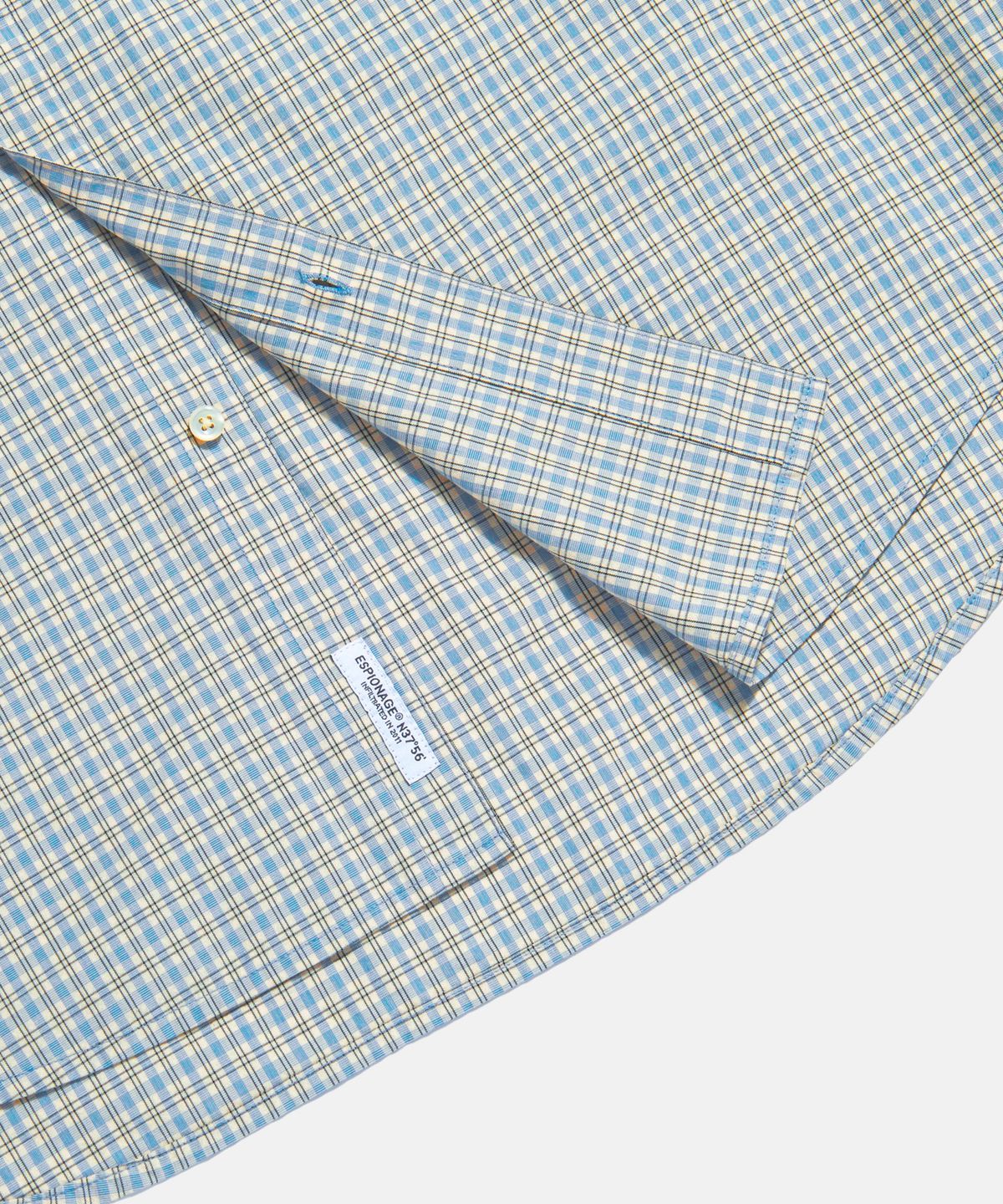 에스피오나지(ESPIONAGE) Grandpa Check Comfy Shirt Blue