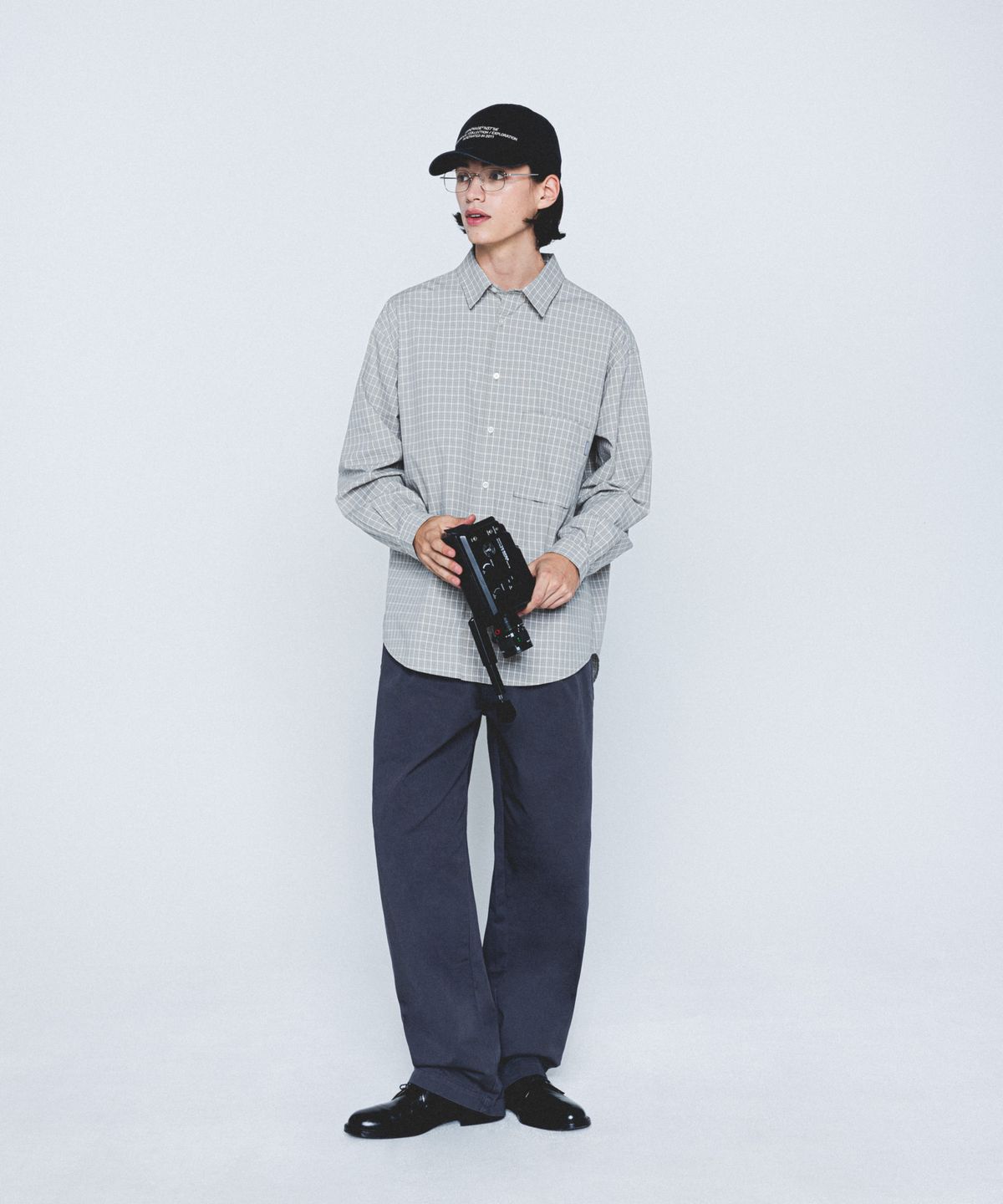 에스피오나지(ESPIONAGE) Grandpa Check Comfy Shirt Blue