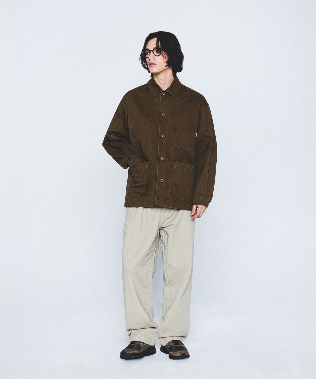 에스피오나지(ESPIONAGE) French Wide Work Jacket (Moleskin) Washed Brown