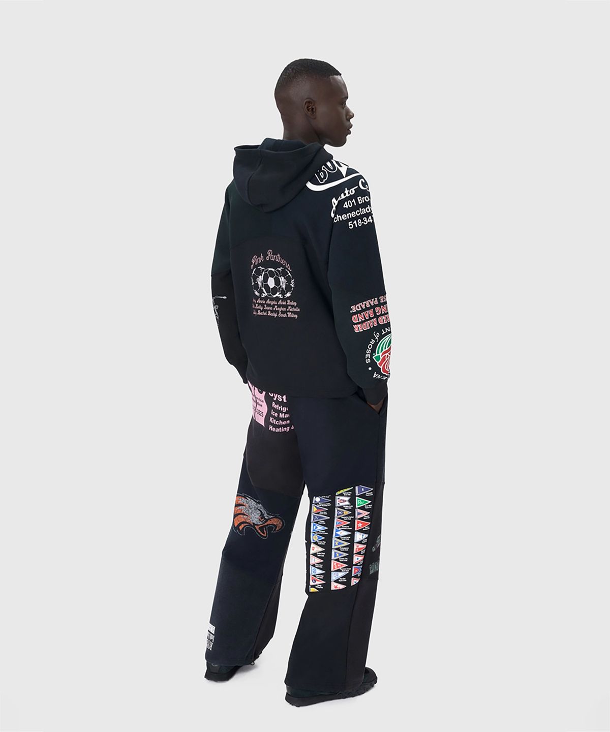마린 세르(MARINE SERRE) (U) 리제너레이티드 그래픽 스웨트셔츠 후디 블랙 REGENERATED GRAPHIC SWEATSHIRTS HOODIE BK99 BLACK