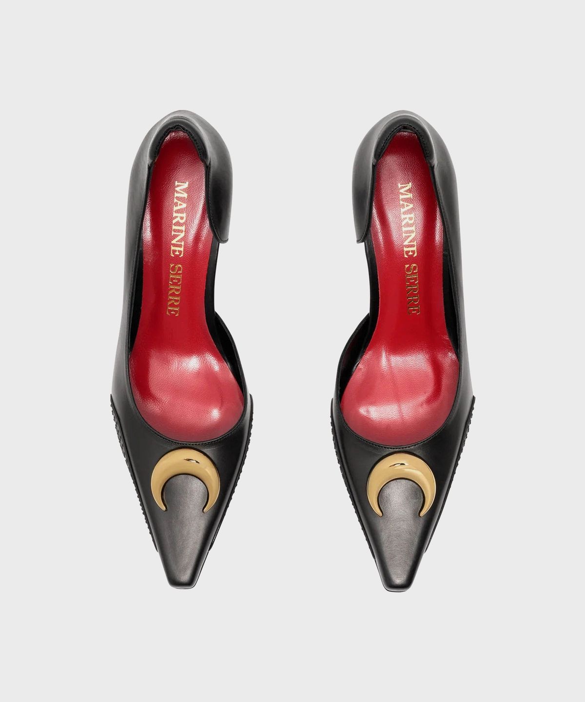 마린 세르(MARINE SERRE) (W) 스무스 레더 MS 펌프스 힐 블랙 SMOOTH LEATHER MS PUMP BK99 BLACK
