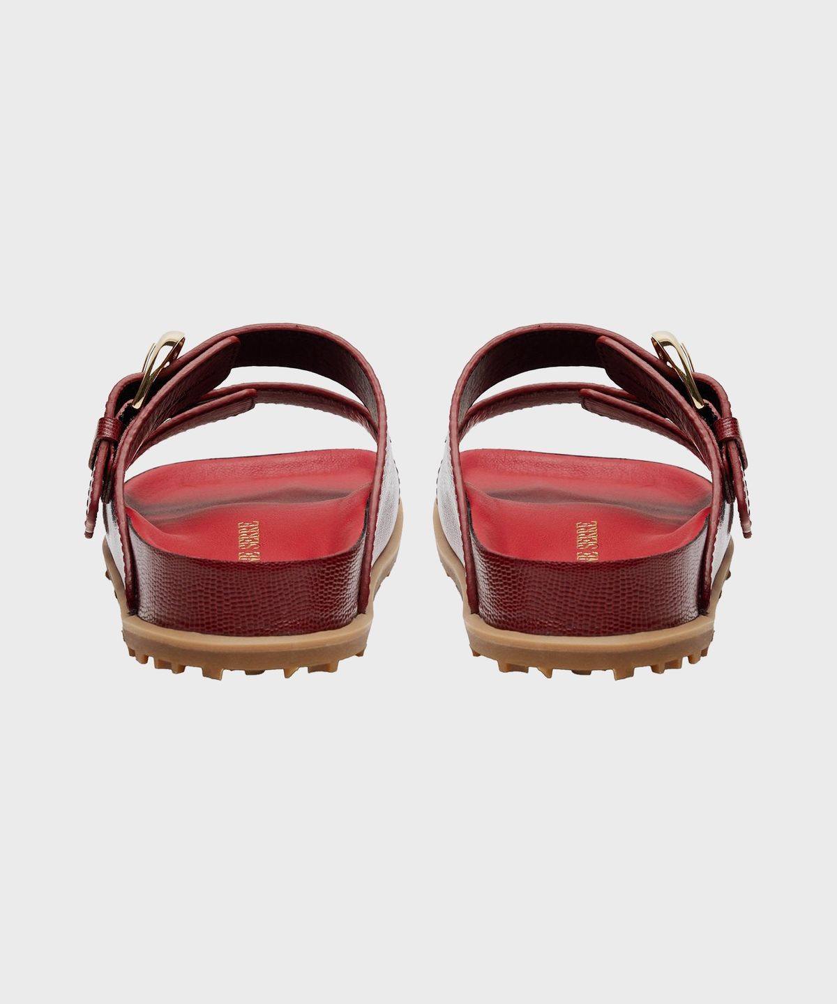 마린 세르(MARINE SERRE) (M) 맨즈 리자드 프린티드 레더 MS 슬라이드 레드 LIZARD PRINTED LEATHER MS SLIDE RD10 RED
