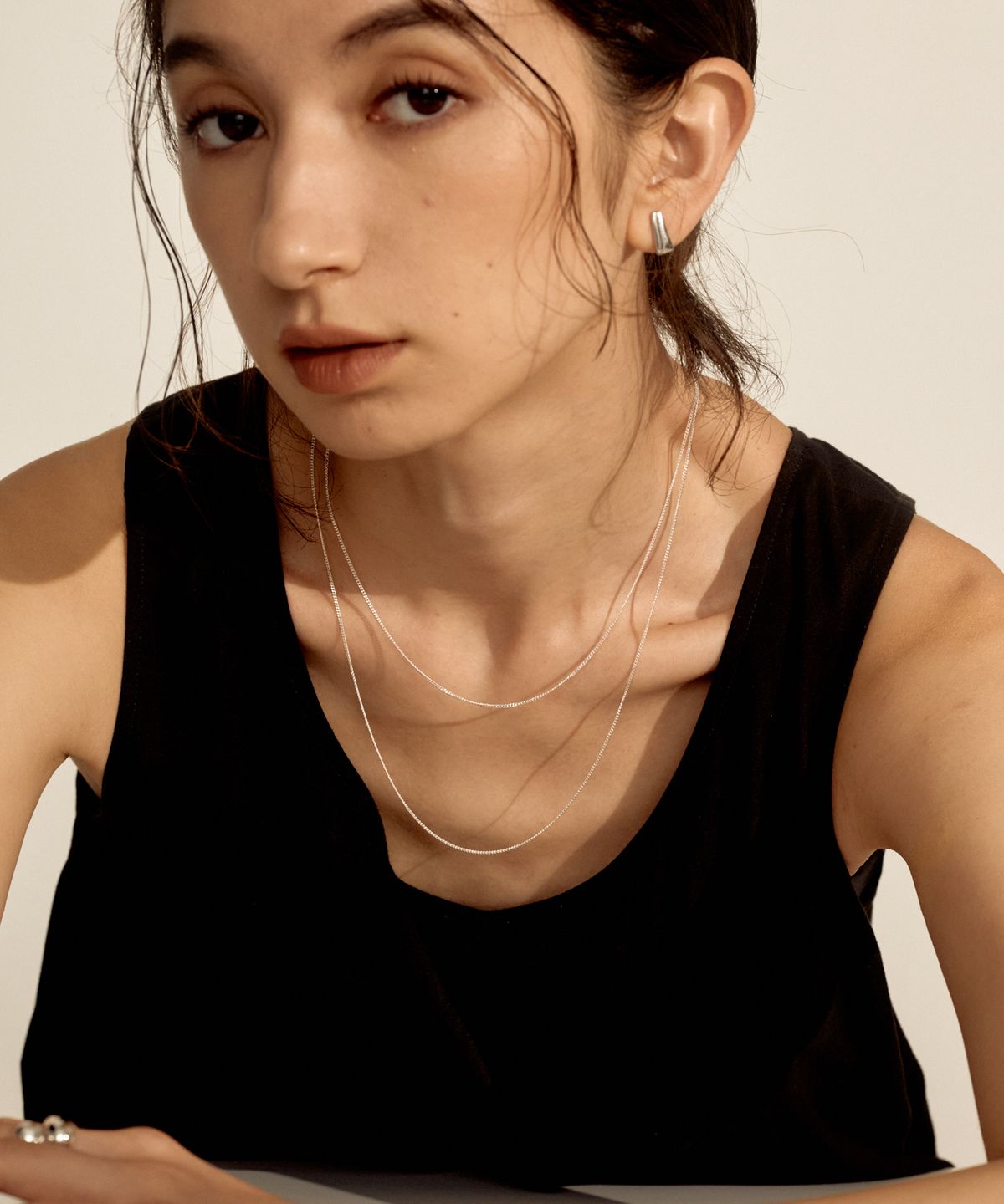 노비스도쿄(NOVICE TOKYO) 얇은 곡선 체인 목걸이 Thin Curb Chain Necklace [Silver925](2 Size) / Silver