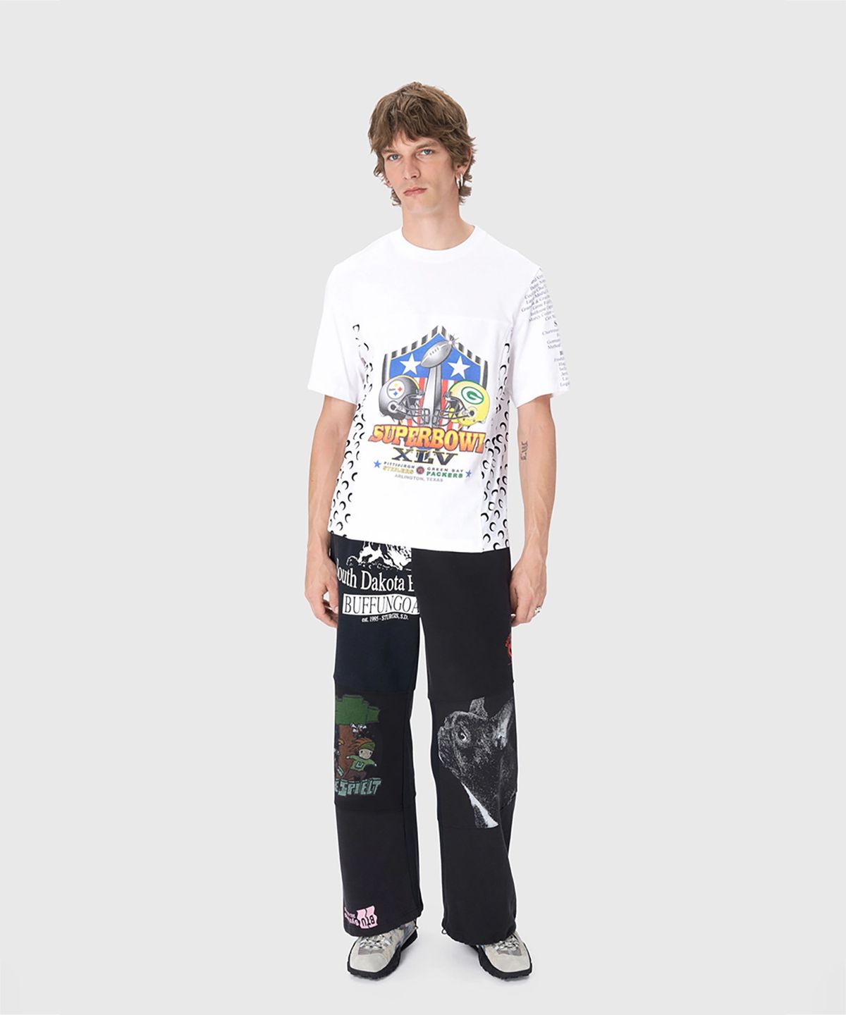 마린 세르(MARINE SERRE) (M) 리제너레이티드 그래픽 레귤러 핏 티셔츠 화이트 REGENERATED GRAPHIC T-SHIRTS REGULAR FIT T-SHIRT WH10 WHITE