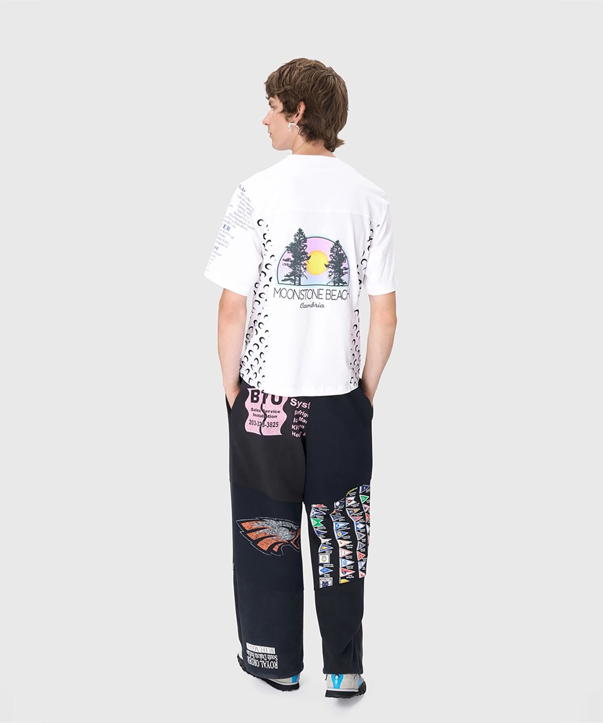 마린 세르(MARINE SERRE) (M) 리제너레이티드 그래픽 레귤러 핏 티셔츠 화이트 REGENERATED GRAPHIC T-SHIRTS REGULAR FIT T-SHIRT WH10 WHITE