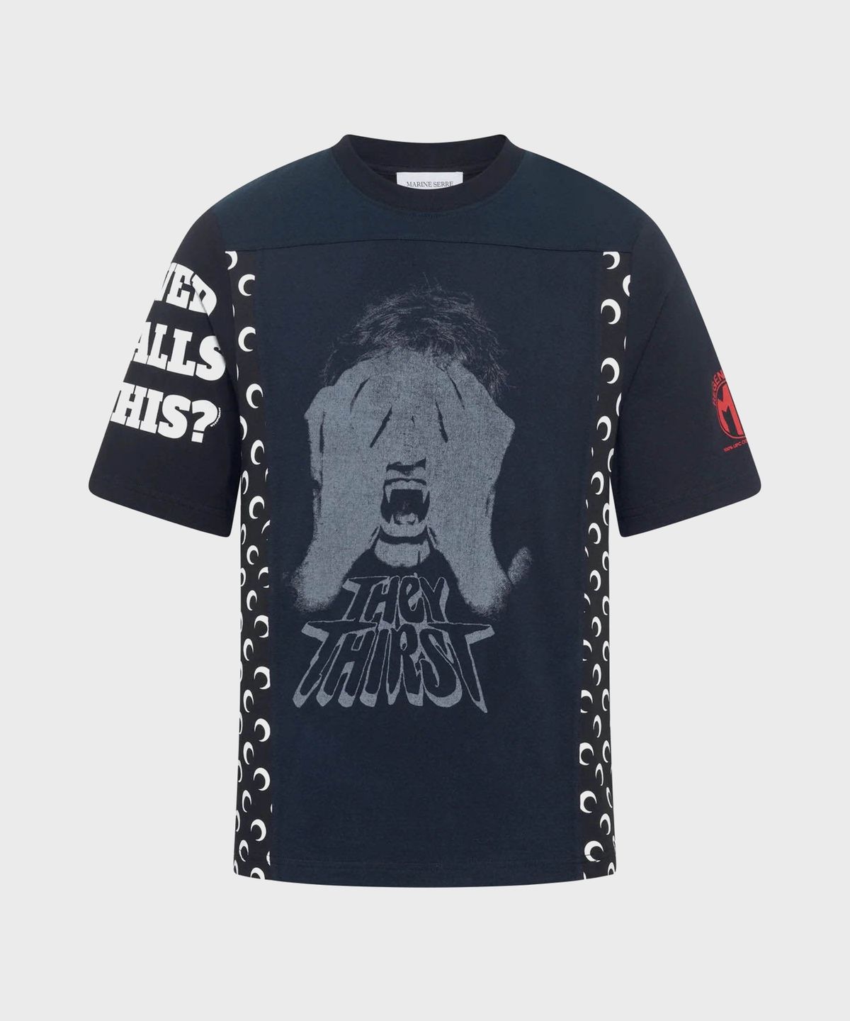 마린 세르(MARINE SERRE) (M) 리제너레이티드 그래픽 레귤러 핏 티셔츠 블랙 REGENERATED GRAPHIC T-SHIRTS REGULAR FIT T-SHIRT BK99 BLACK