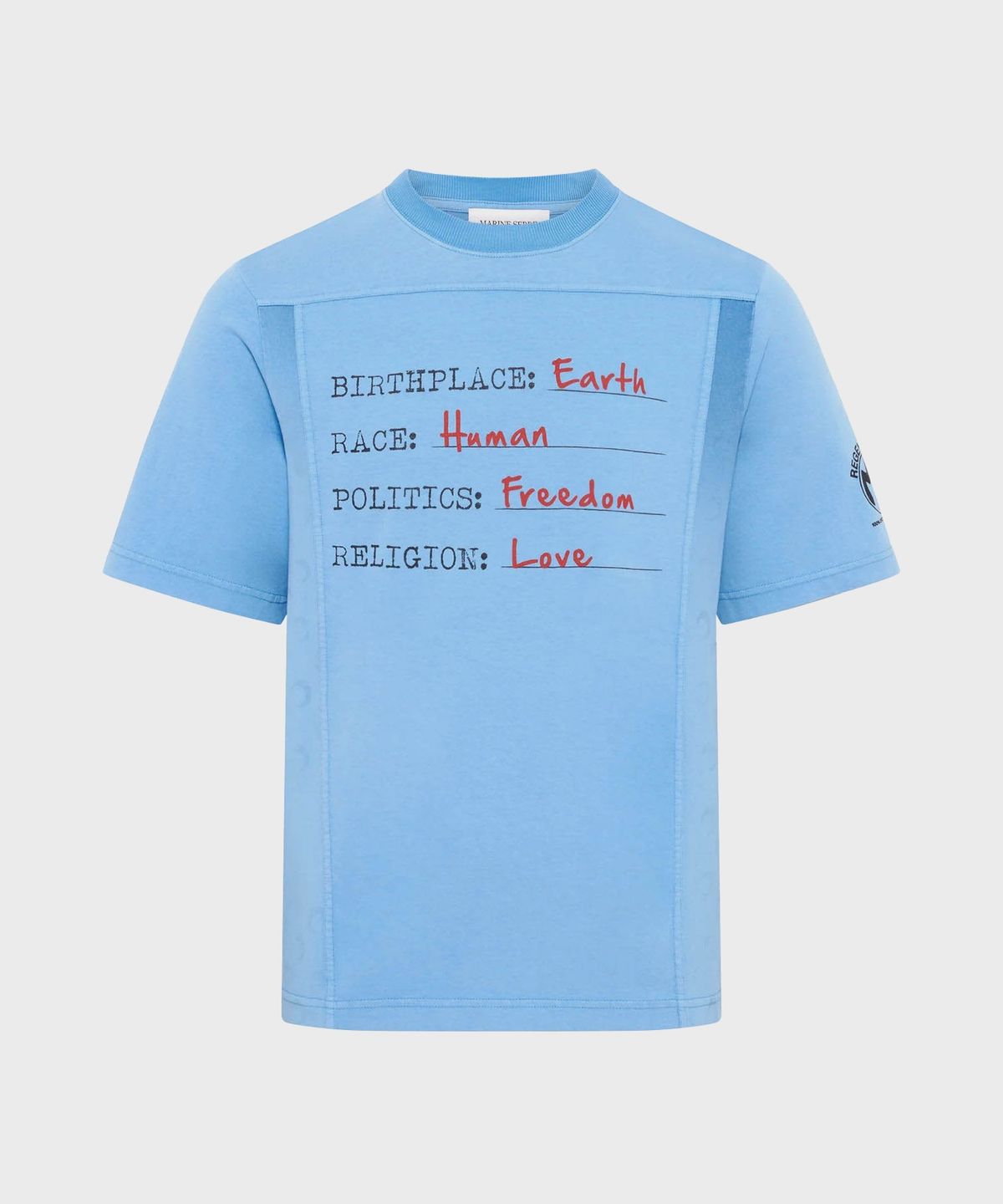마린 세르(MARINE SERRE) (M) 리제너레이티드 그래픽 레귤러 핏 티셔츠 라이트 블루 REGENERATED GRAPHIC T-SHIRTS REGULAR FIT T-SHIRT BL05 LIGHT BLUE