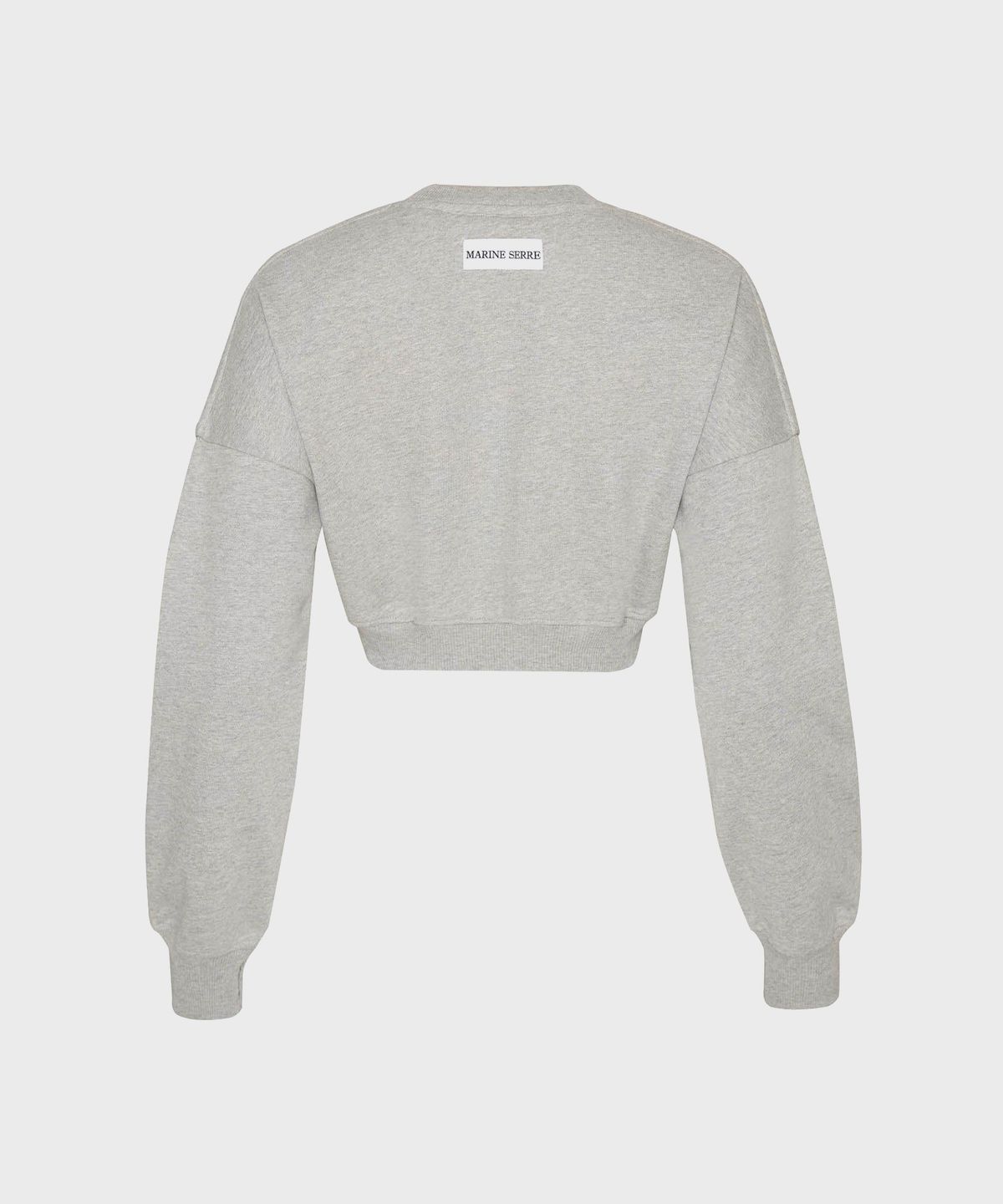 마린 세르(MARINE SERRE) (W) 문 로고 플리스 크롭 스웨트셔츠 그레이 MOON LOGO FLEECE CROPPED SWEATSHIRT GR50 GREY