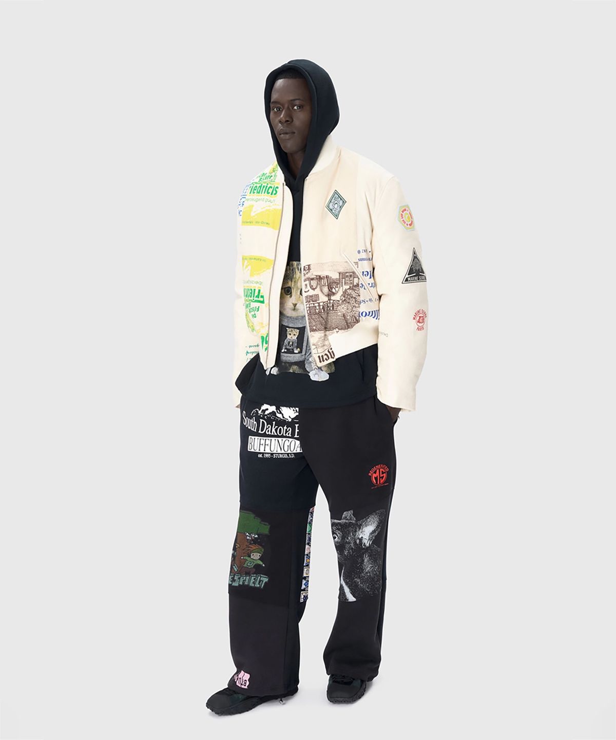 마린 세르(MARINE SERRE) (U) 리제너레이티드 토트 백 봄버 자켓 에크루 REGENERATED TOTE BAGS BOMBER JACKET WH30 ECRU