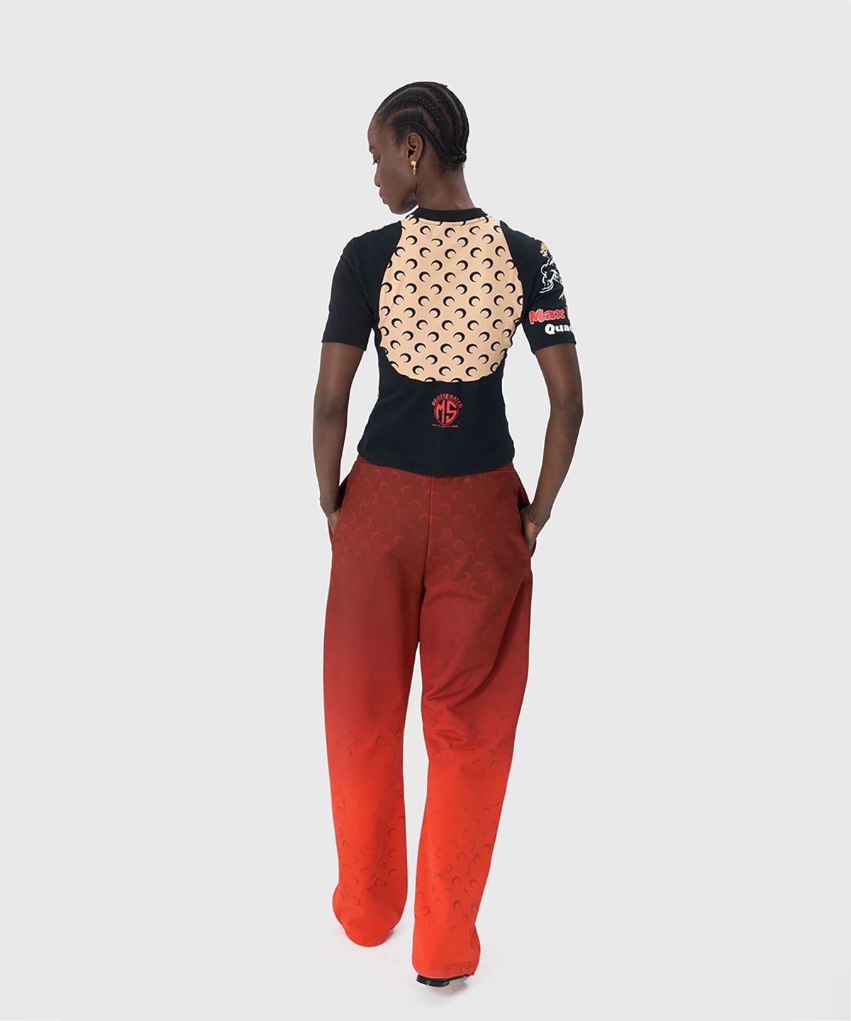 마린 세르(MARINE SERRE) (U) 문 페이디드 플리스 스웨트팬츠 레드 MOON FADED FLEECE SWEATPANTS RD10 RED