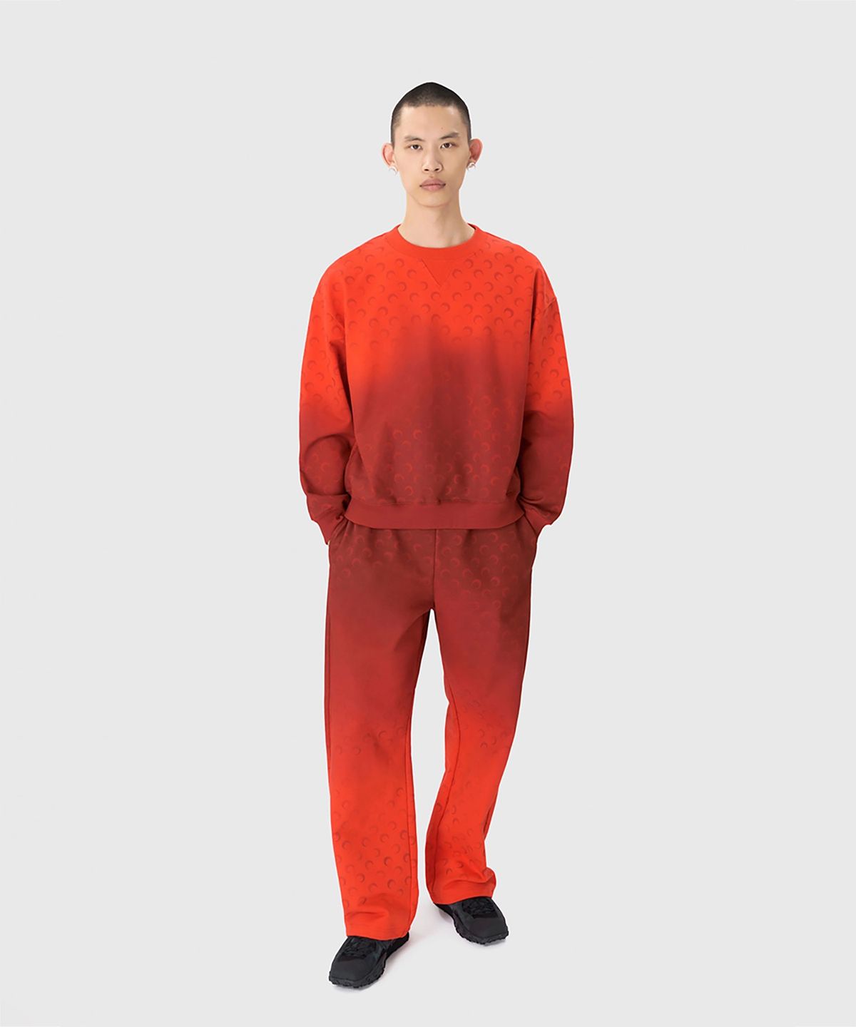 마린 세르(MARINE SERRE) (U) 문 페이디드 플리스 스웨트팬츠 레드 MOON FADED FLEECE SWEATPANTS RD10 RED