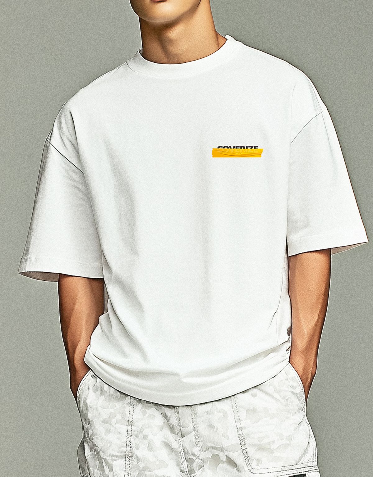 커버라이즈(COVERIZE) FREEDOM YELLOW  그래픽 티셔츠 (WHITE)
