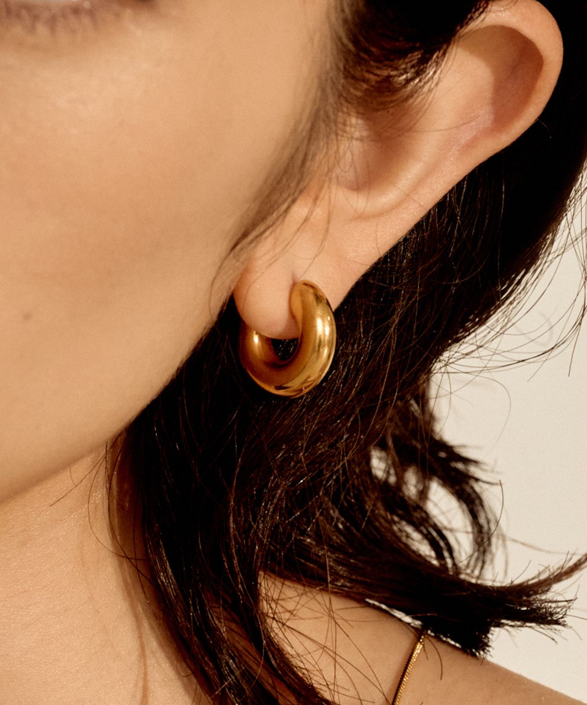 노비스도쿄(NOVICE TOKYO) 청키 후프 피어스 Chunky Hoop Pierce［Stainless］ / Gold