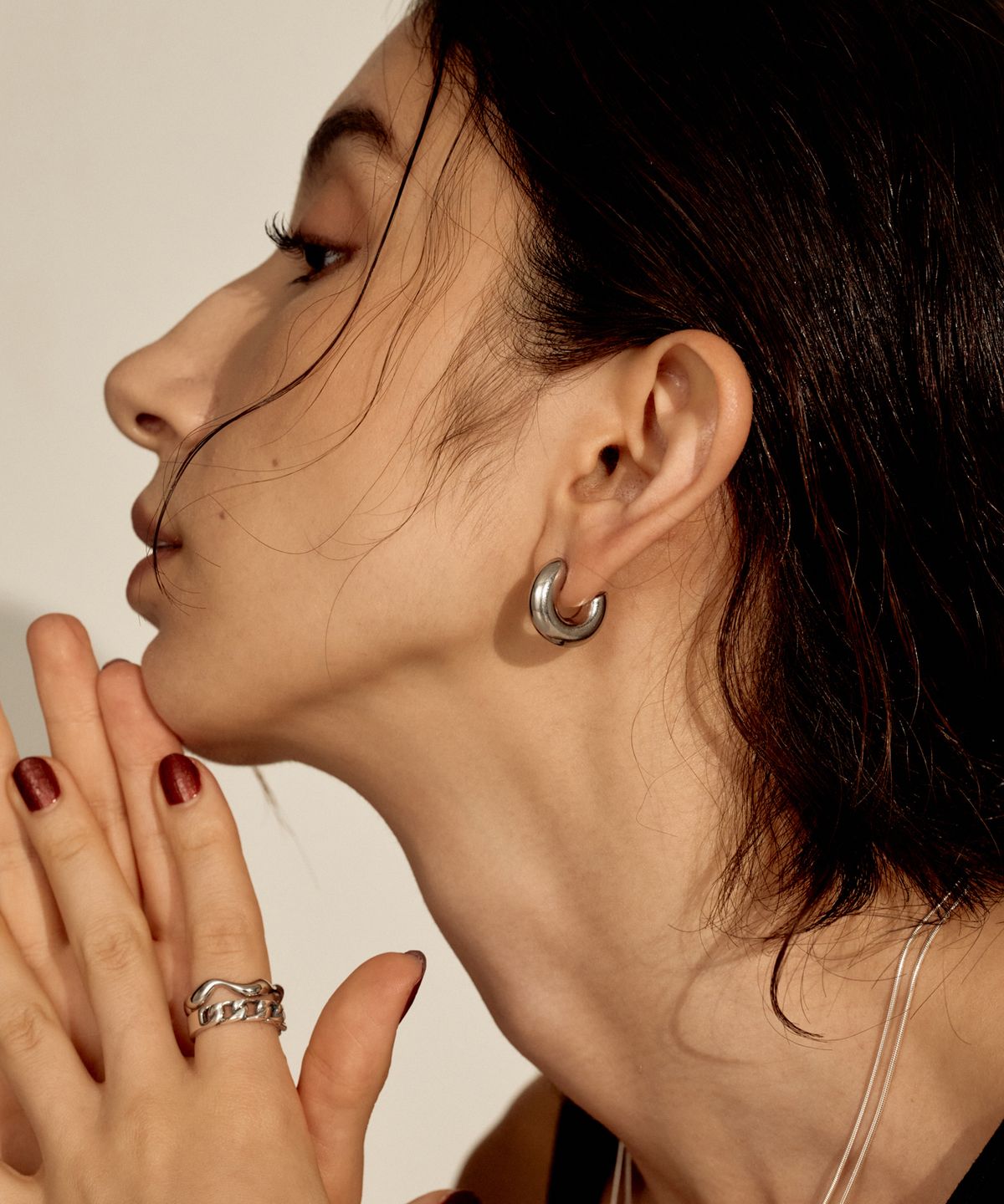 노비스도쿄(NOVICE TOKYO) 청키 후프 피어스 Chunky Hoop Pierce［Stainless］ / Silver