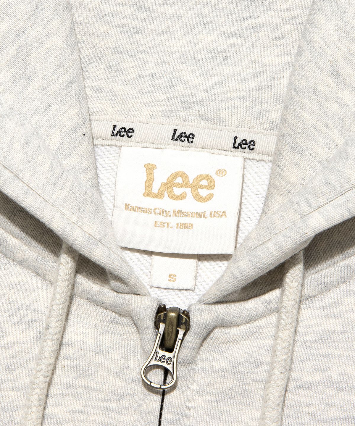 리(LEE) 우먼 유니온 로고 후드 집업 오트밀